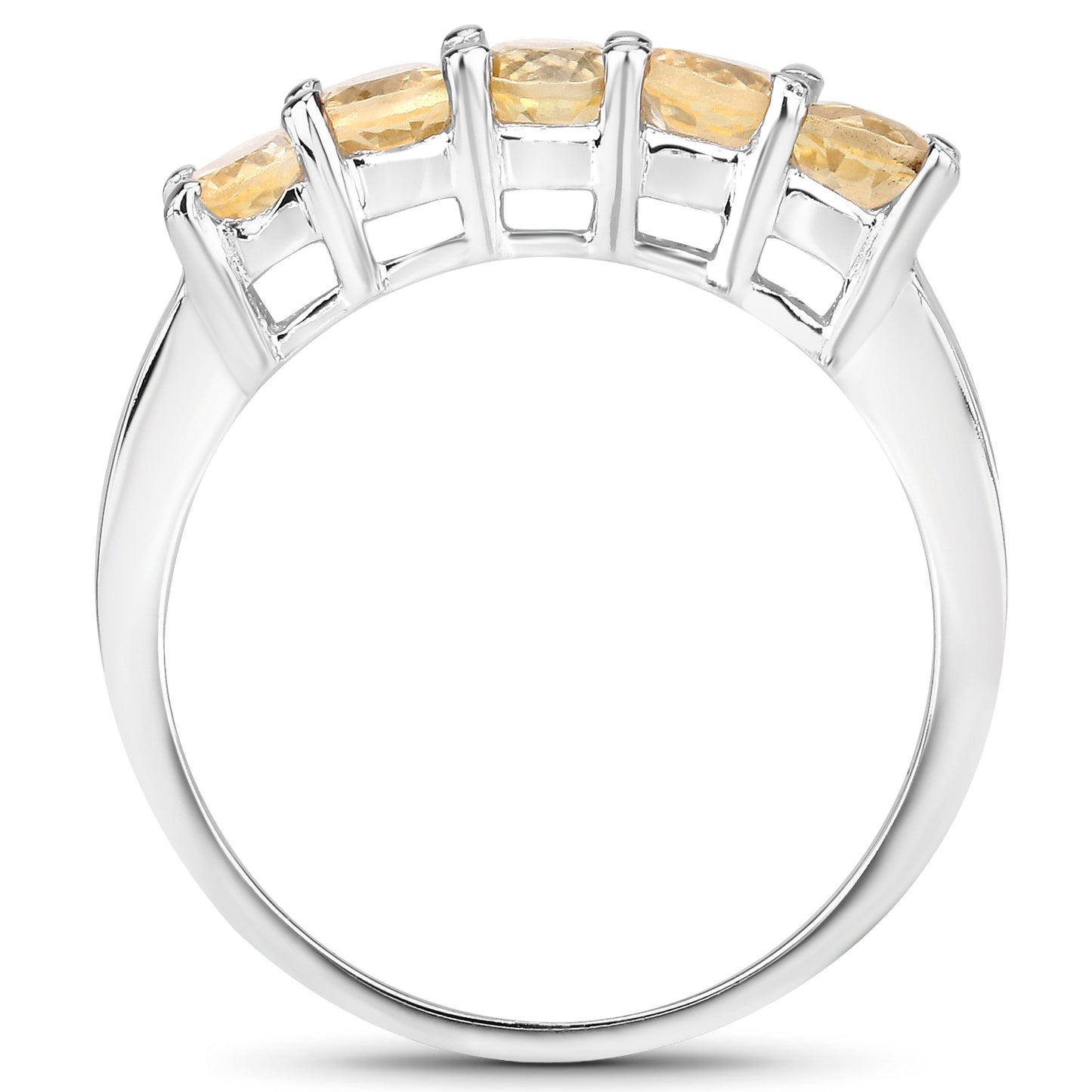 Genuine 5-Stone Citrine Sterling Silver Ring