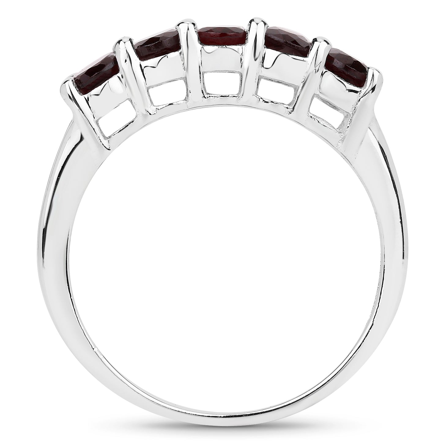 Genuine 5-Stone Garnet Sterling Silver Ring