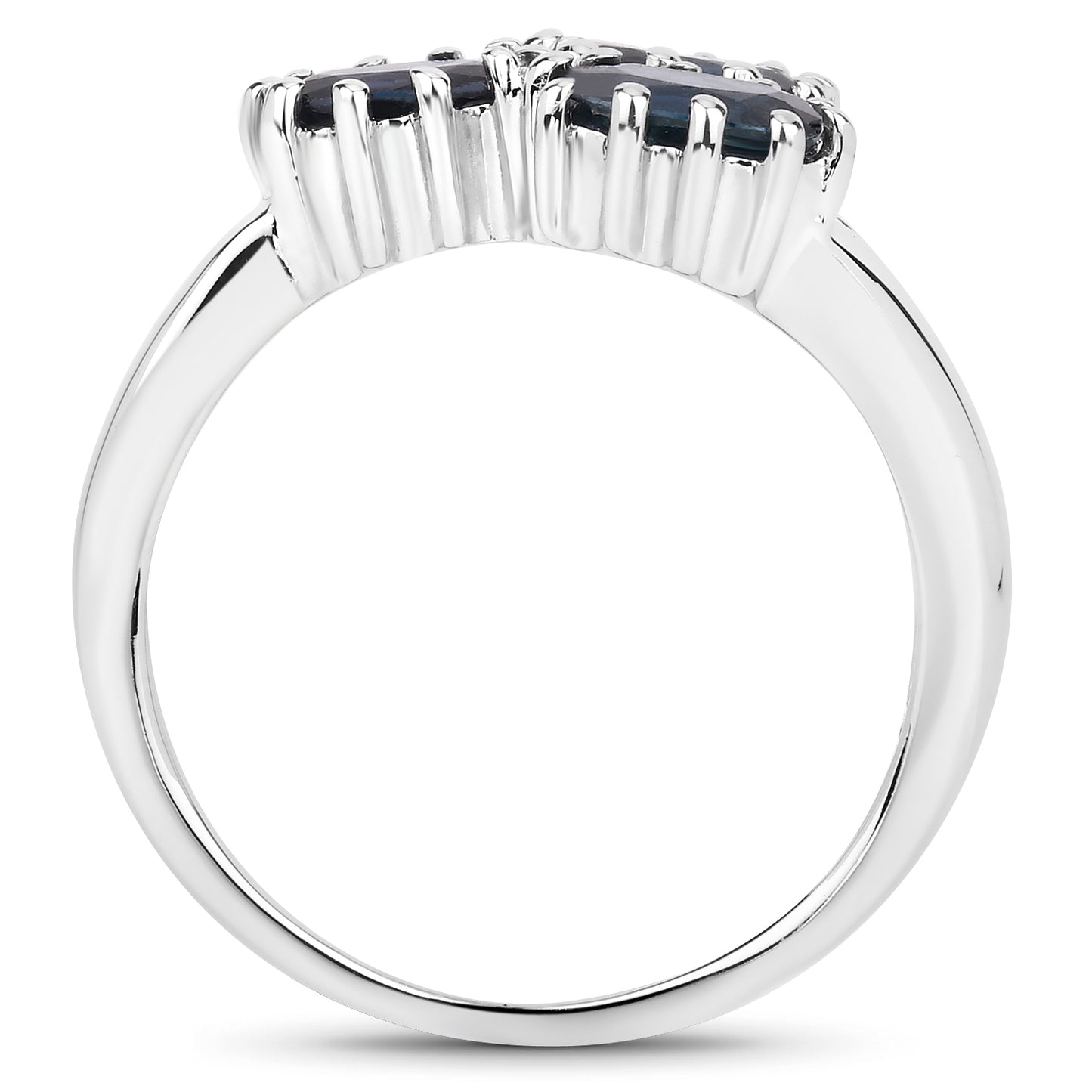 Genuine Blue Sapphire Sterling Silver 3-Stone Ring