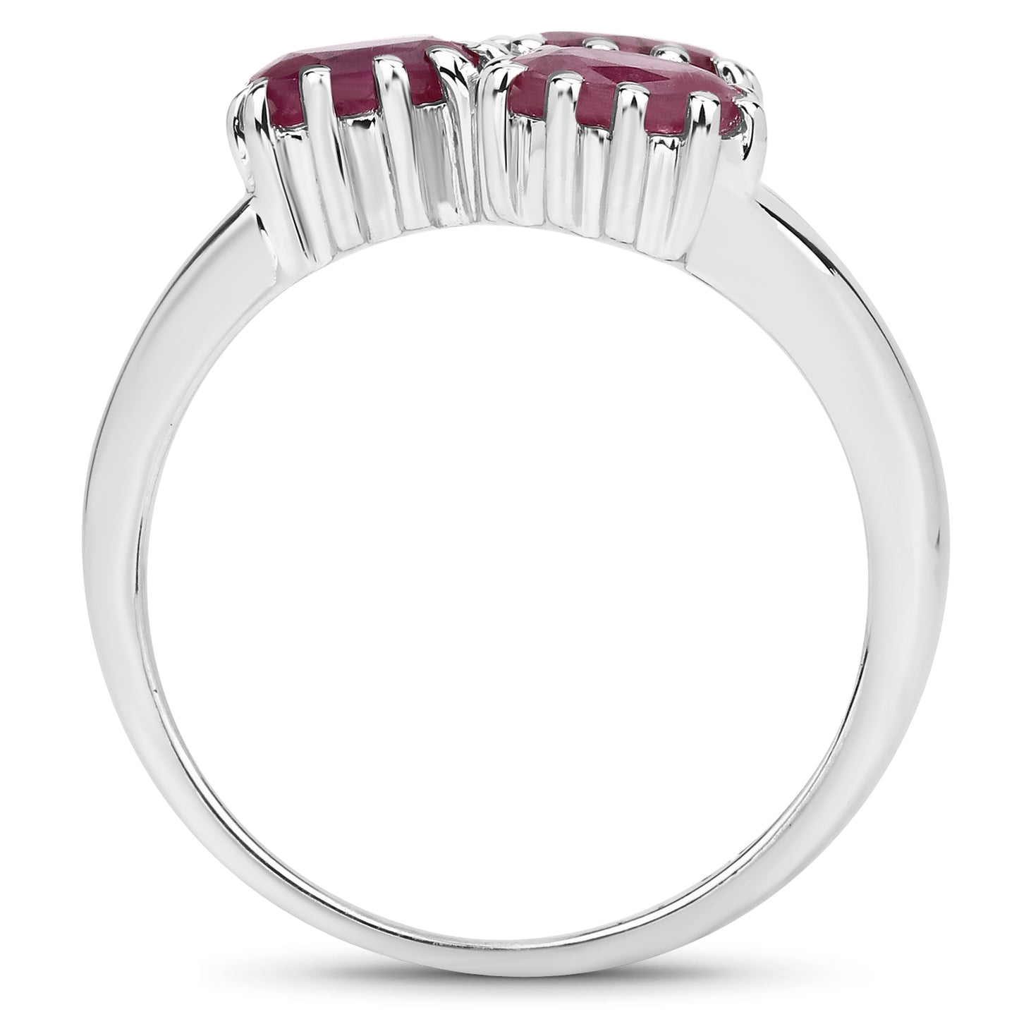 Genuine Ruby Sterling Silver 3-Stone Ring