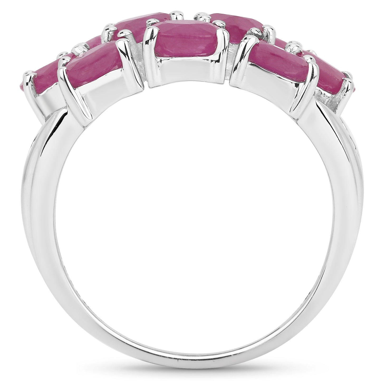 Glass Filled Ruby Sterling Silver Cluster Ring