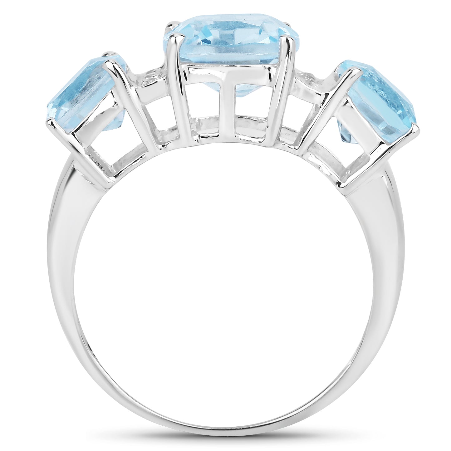 GenuGenuine Blue Topaz and White Topaz Sterling Silver 3-Stone Ring