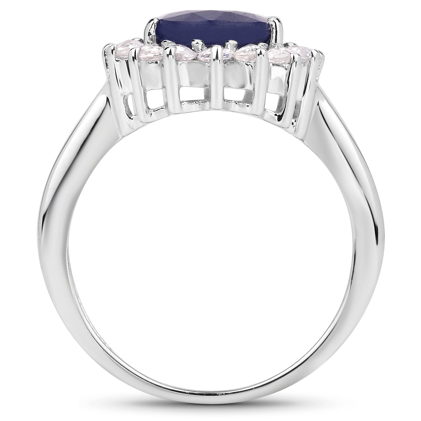 Genuine Tanzanite and White Topaz Sterling Silver Graduated Ring