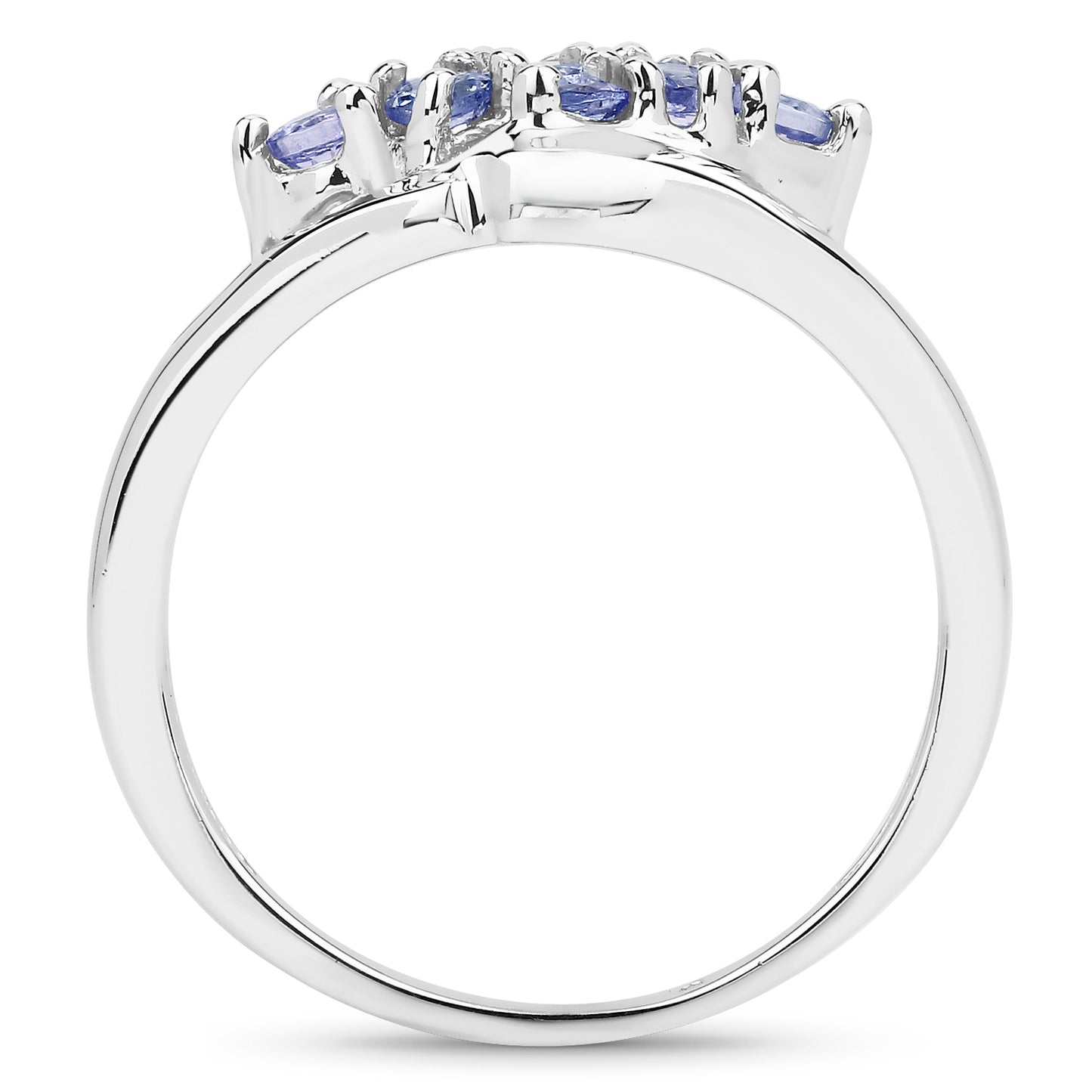 Genuine Tanzanite Sterling Silver Cluster Ring