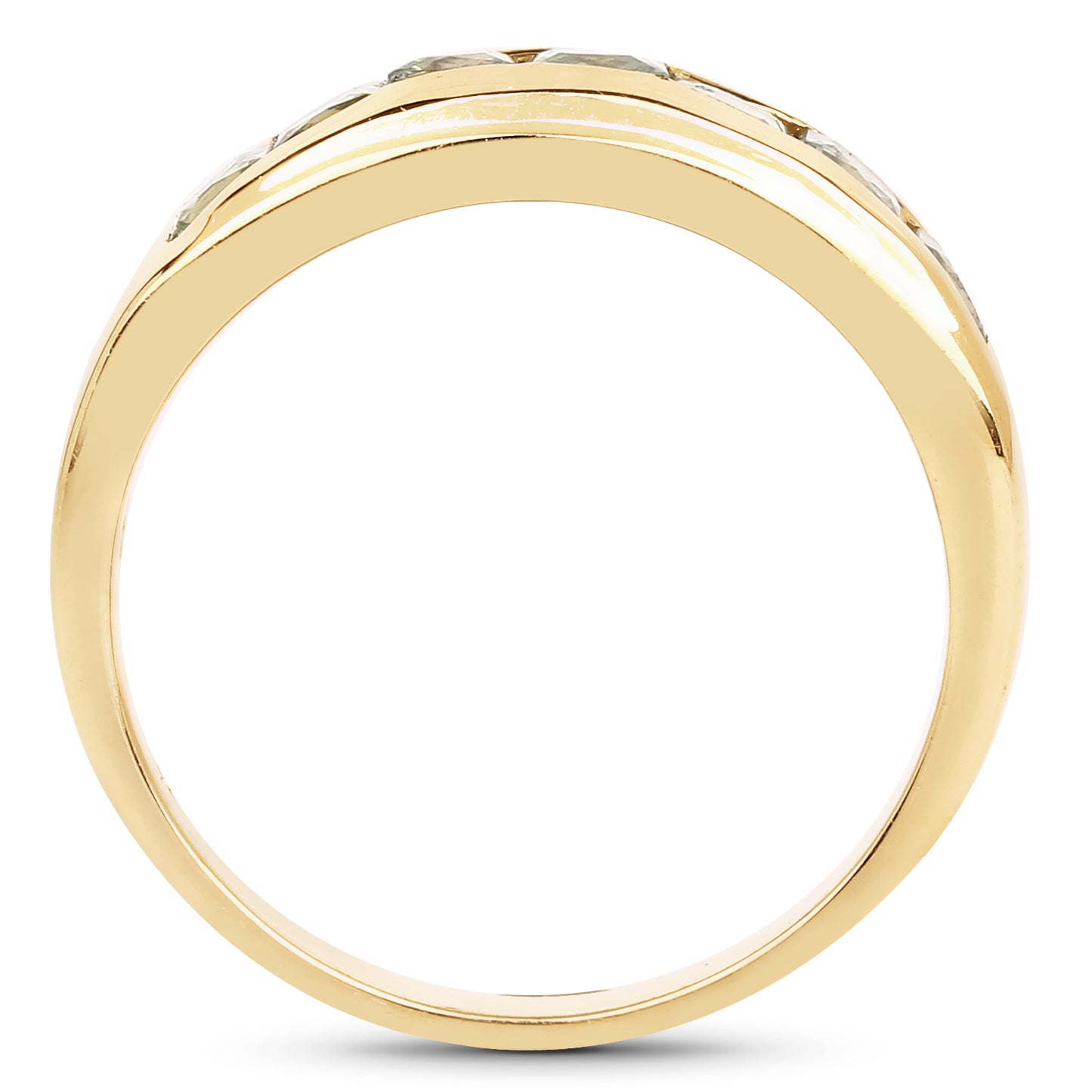 Genuine 14K Yellow Gold Plated Plated Green Sapphire Sterling Silver Half-Eternity Band Ring