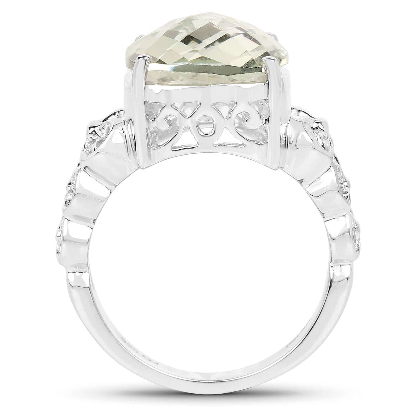 Genuine Green Amethyst Sterling Silver Filigree Ring