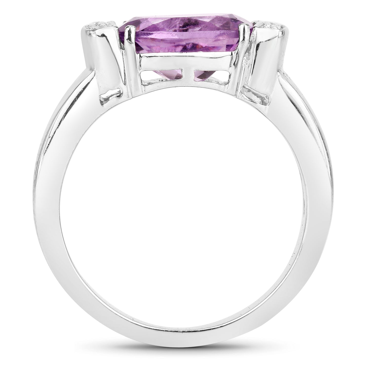 Genuine Amethyst and White Topaz  Sterling Silver Ring