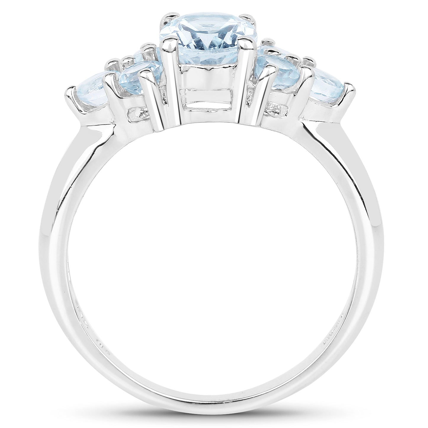 Genuine Blue Topaz Sterling Silver Cluster Ring