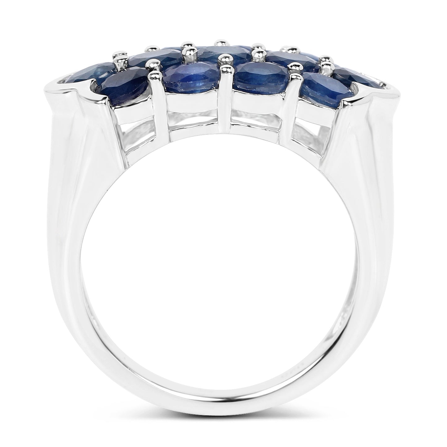 Genuine Blue Sapphire Sterling Silver Cluster Ring