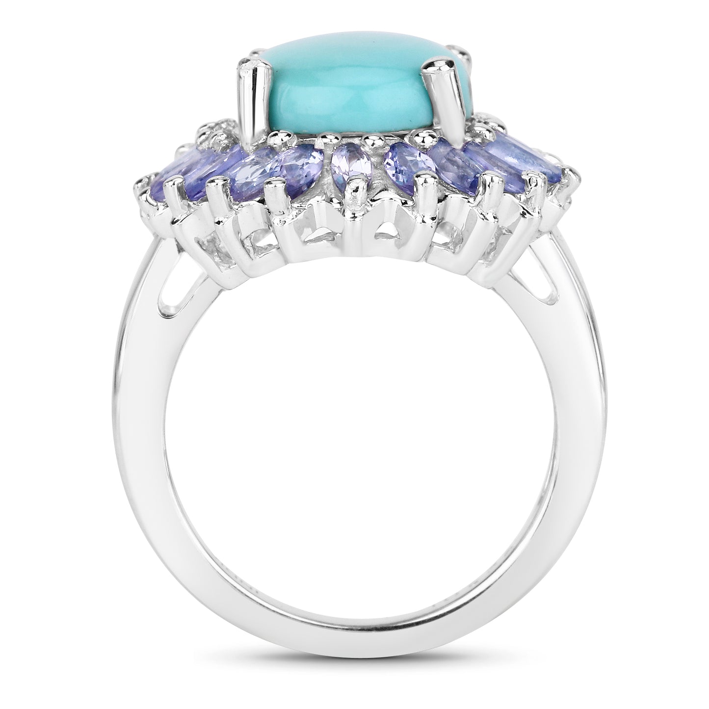 Genuine Larimar and Tanzanite Sterling Silver Ring