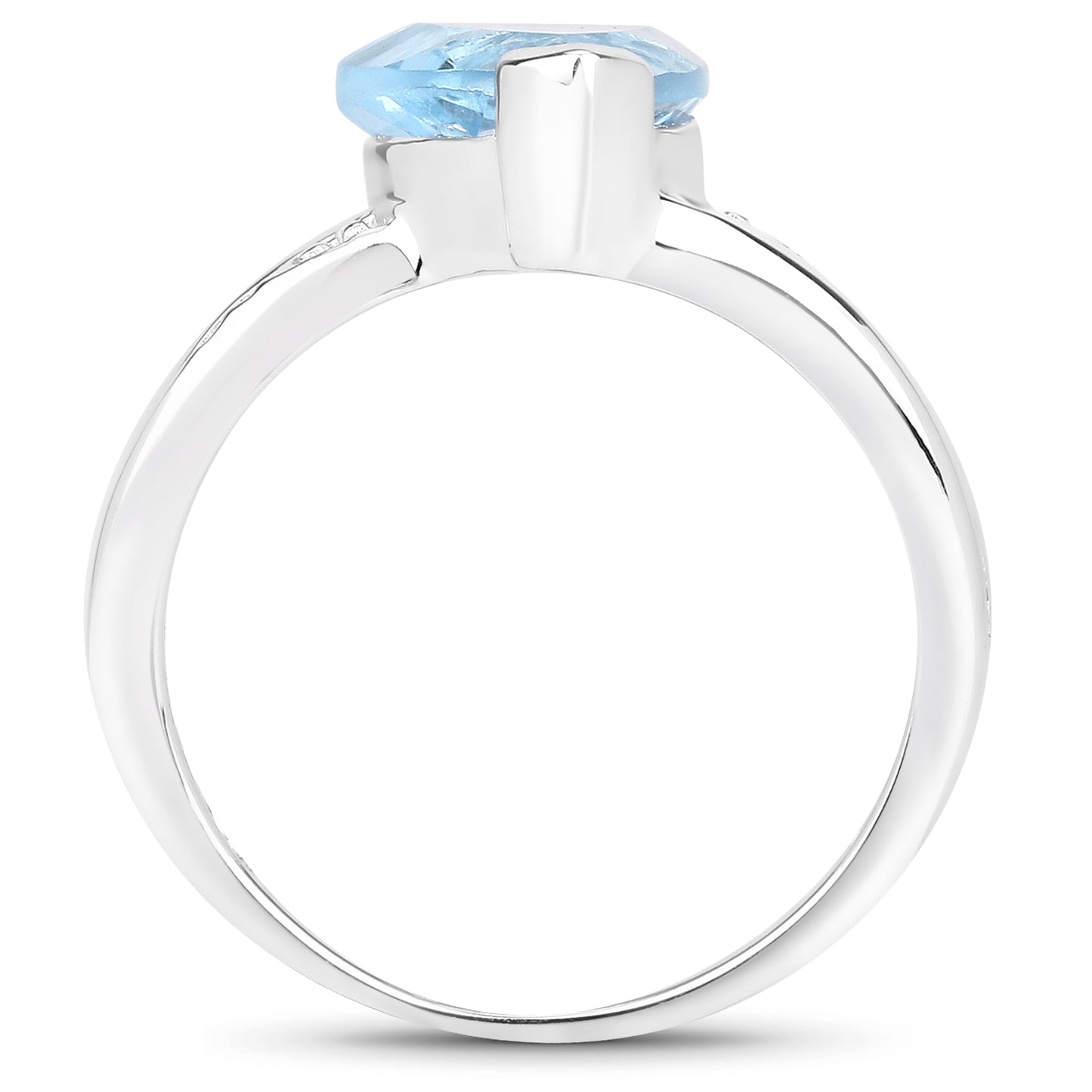 Genuine Blue Topaz and White Topaz Sterling Silver Bridge Ring