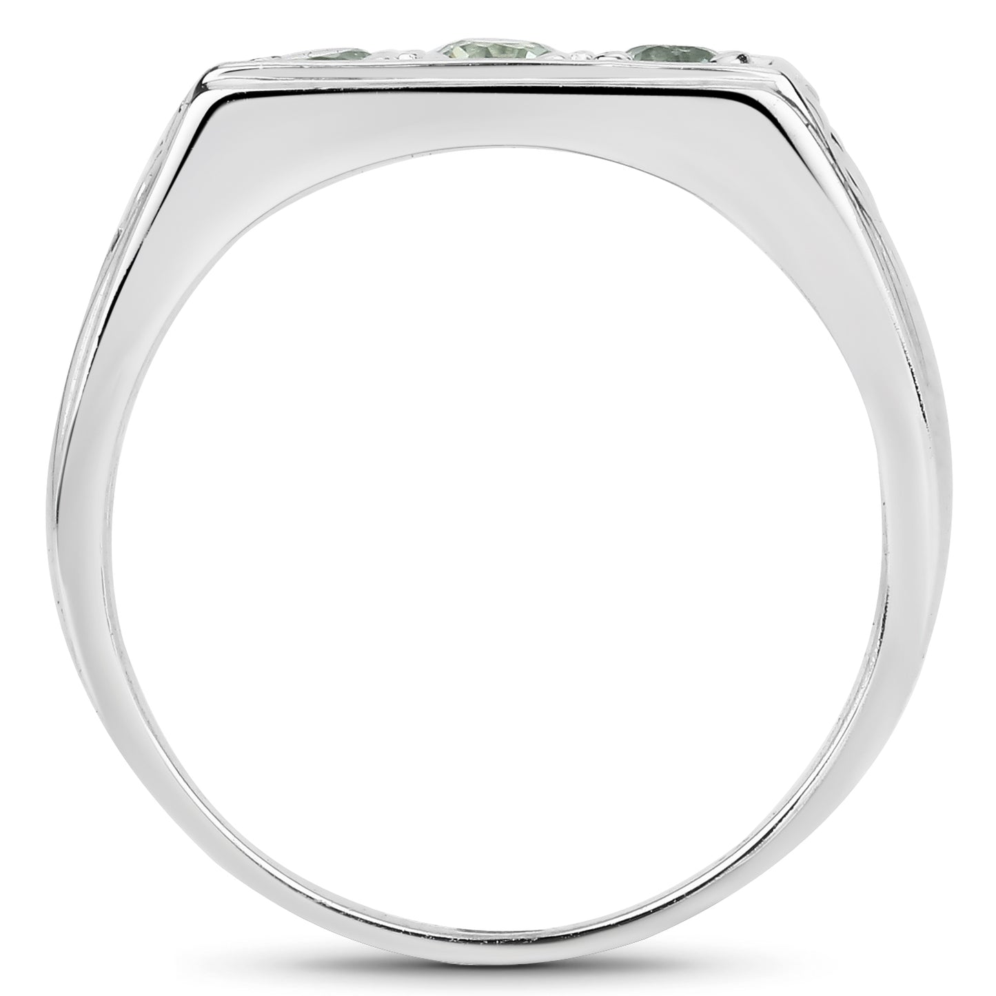 Genuine Green Sapphire Sterling Silver 3-Stone Ring