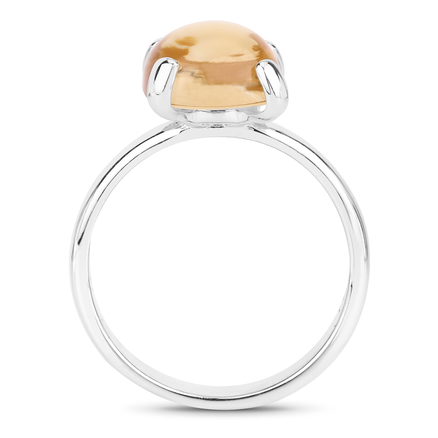 Genuine Lemon Quartz Sterling Silver Solitaire Ring