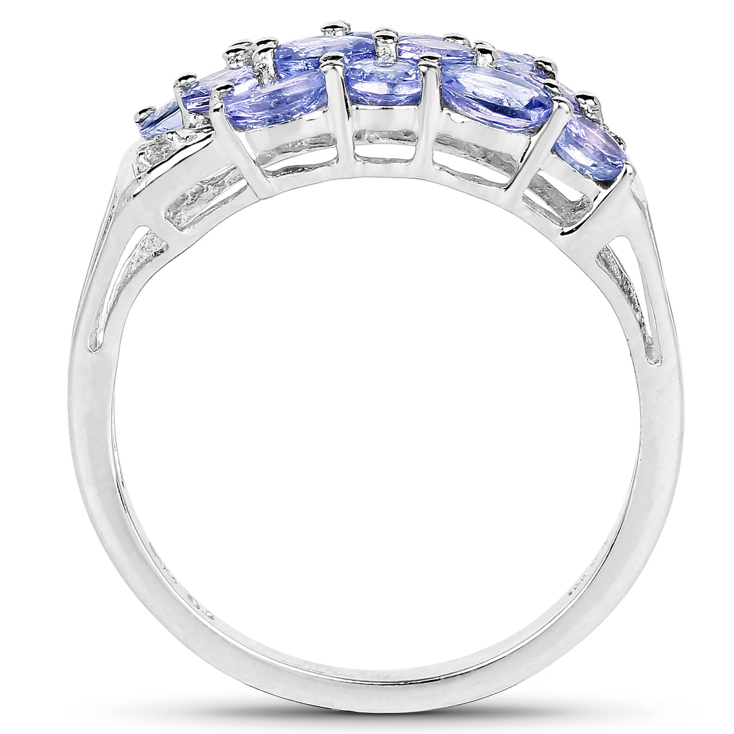 Genuine Tanzanite and White Topaz Sterling Silver Ring