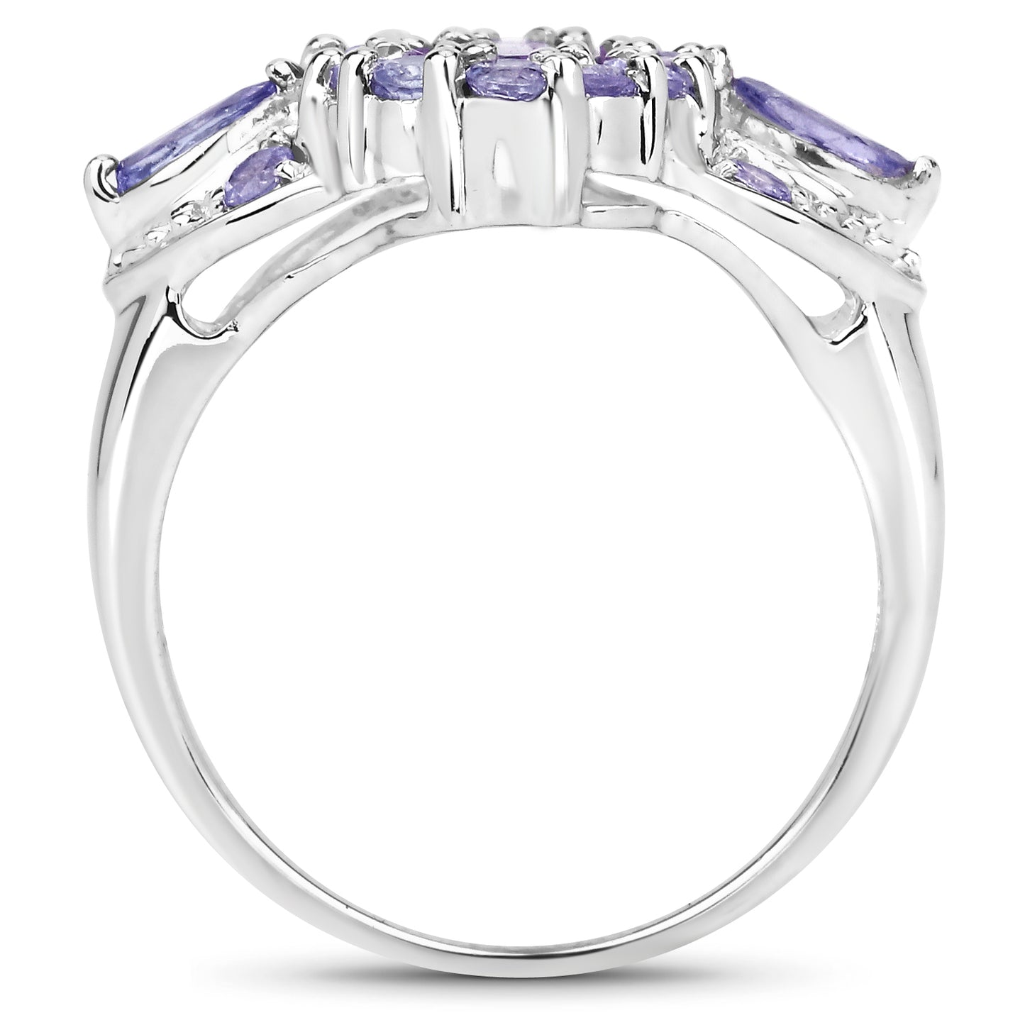 Genuine Amethyst and Tanzanite Sterling Silver Graduated Ring