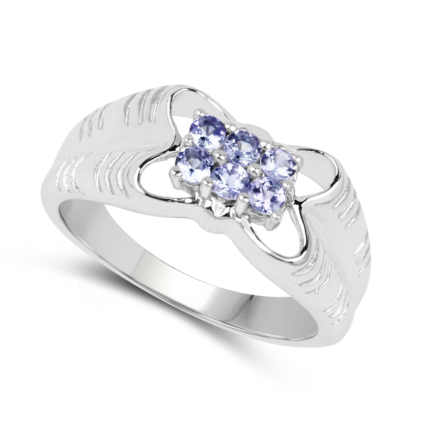 Genuine Tanzanite Sterling Silver Graduated Ring