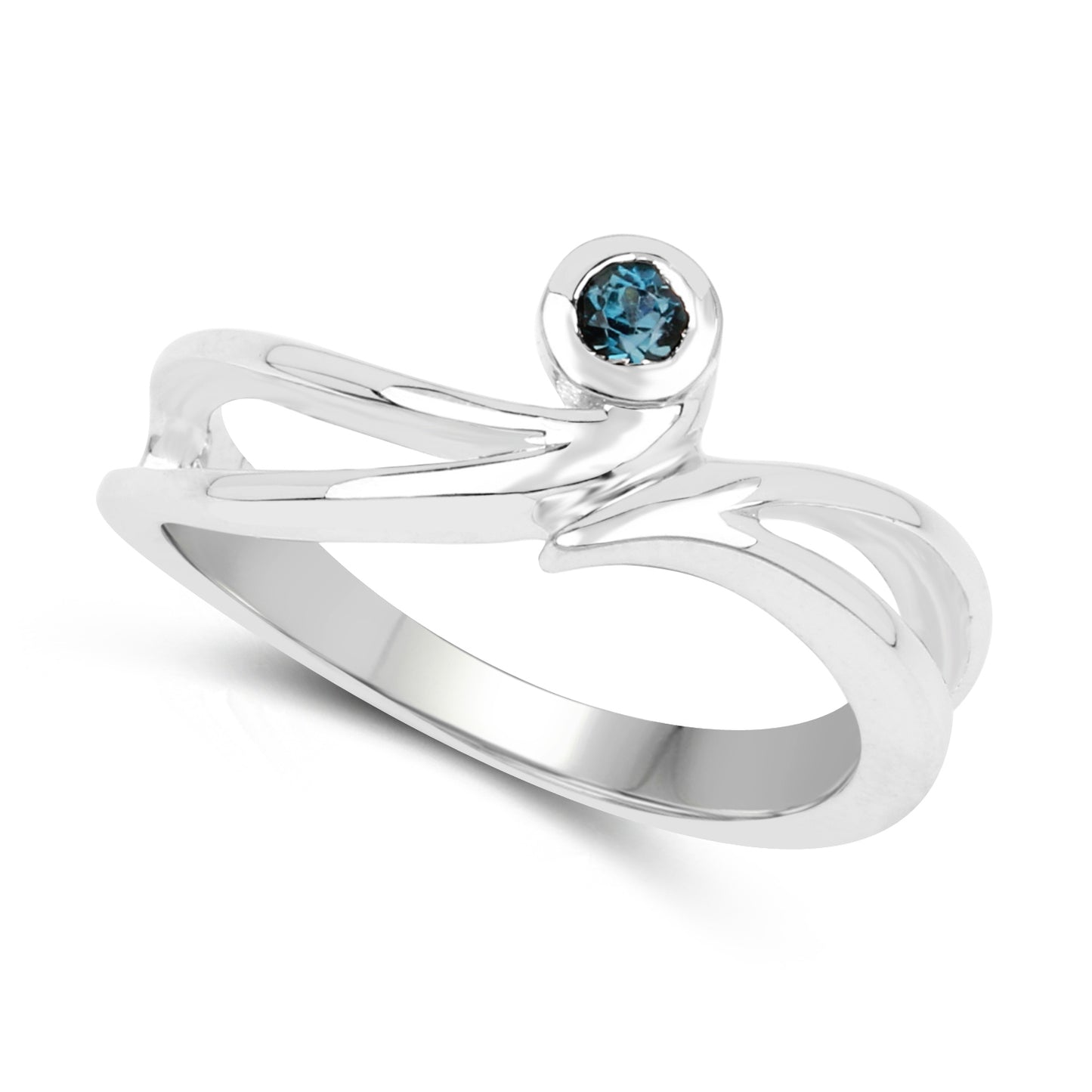 Genuine London Blue Topaz Sterling Silver Ring