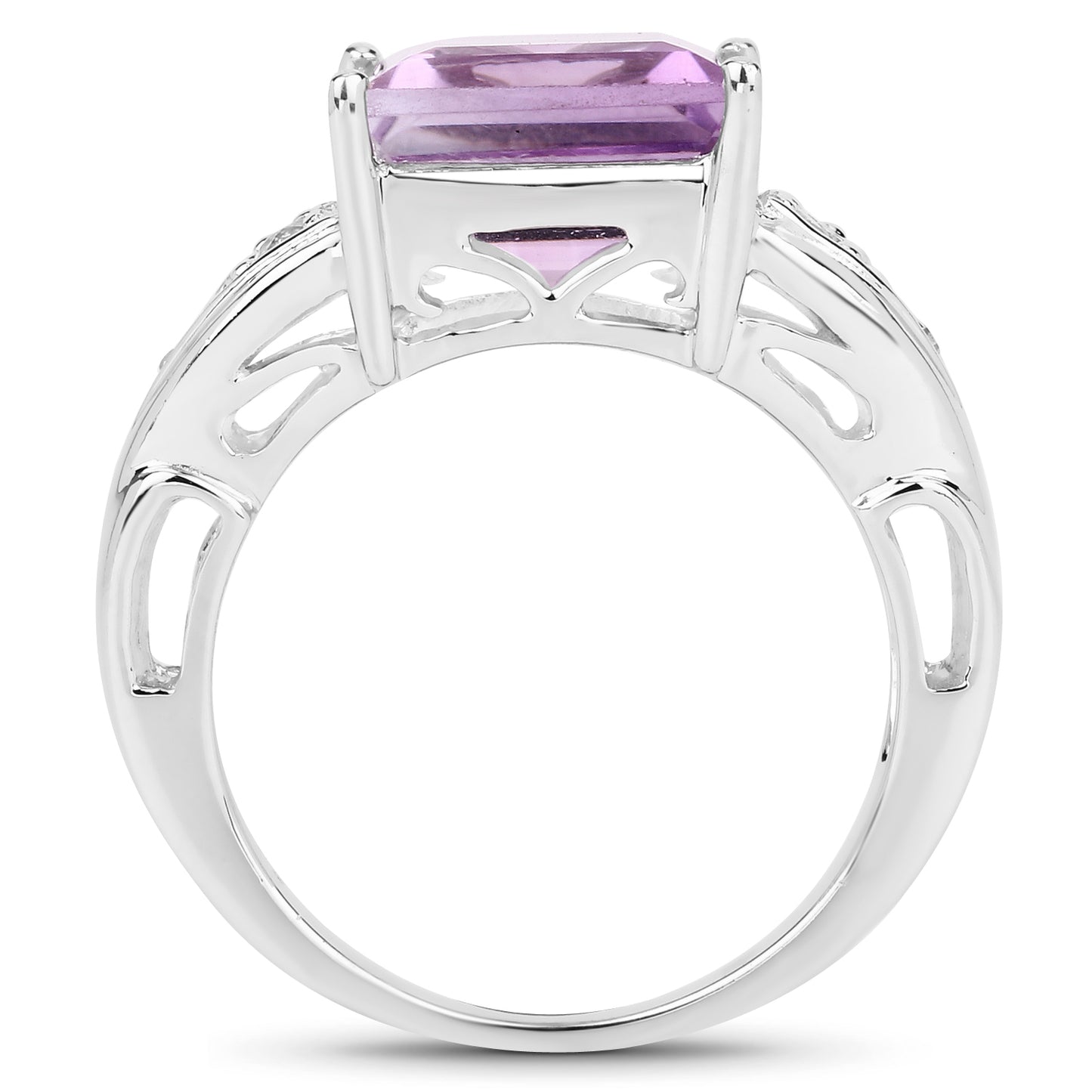 Genuine Amethyst, Blue Topaz and White Diamond in Sterling Silver Ring