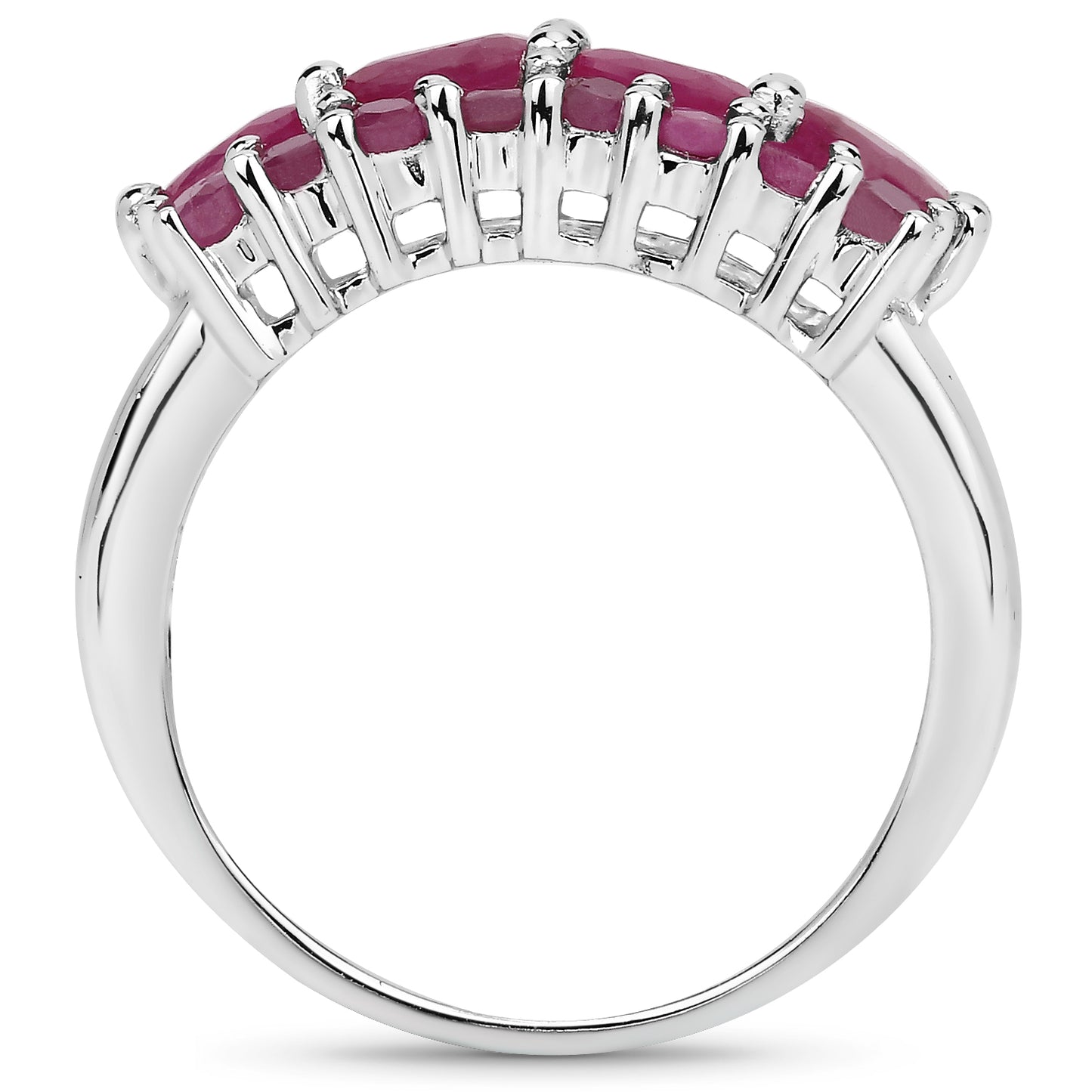 Genuine Ruby Sterling Silver Graduated Ring