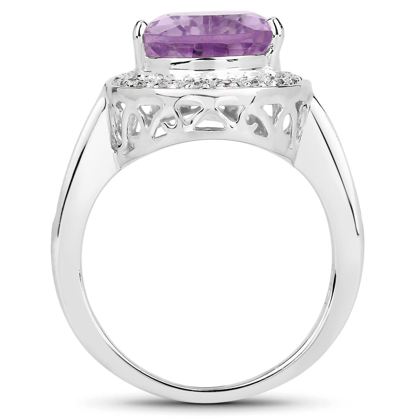 Genuine Amethyst and White Topaz Sterling Silver Ring