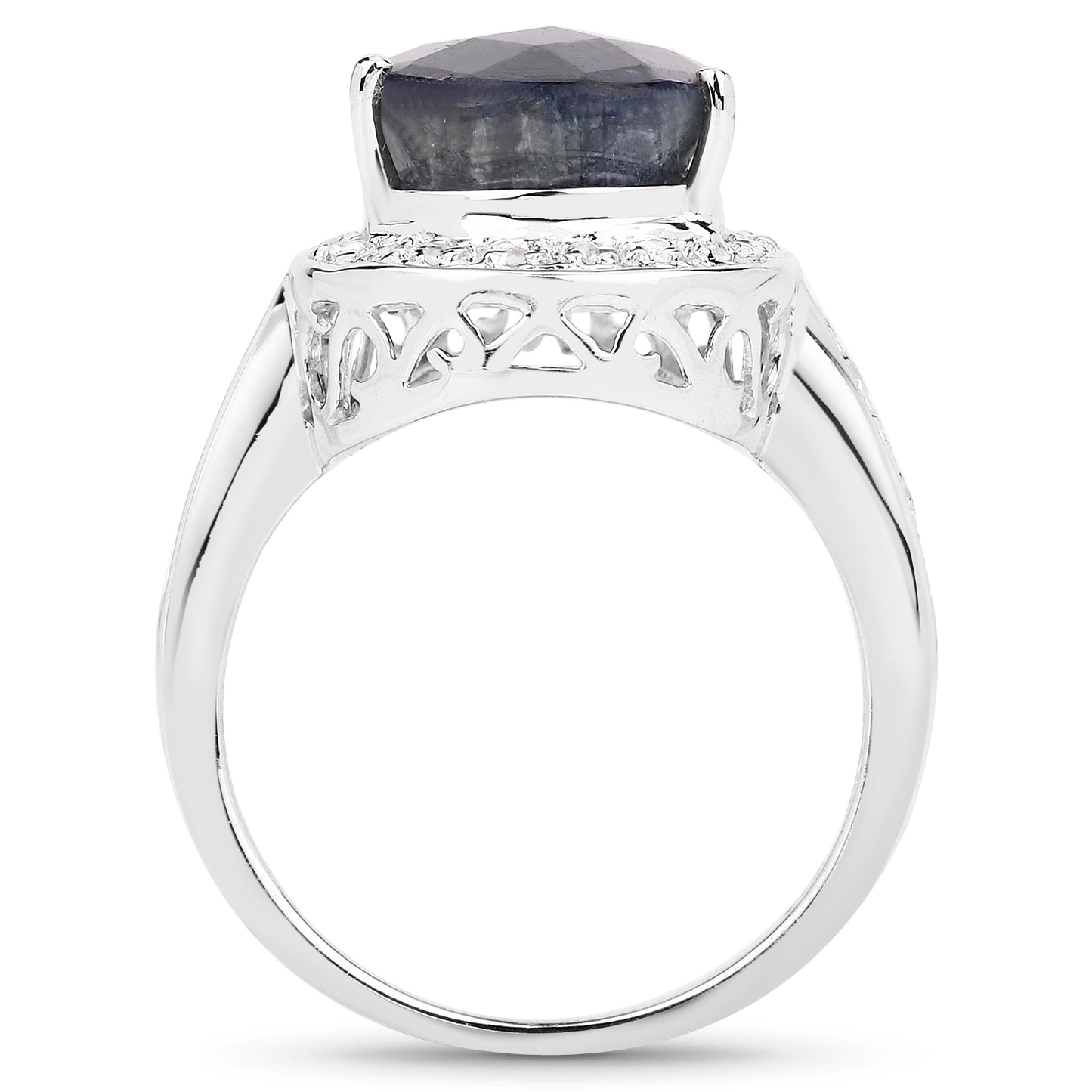 Dyed Blue Sapphire and White Topaz Sterling Silver Ring