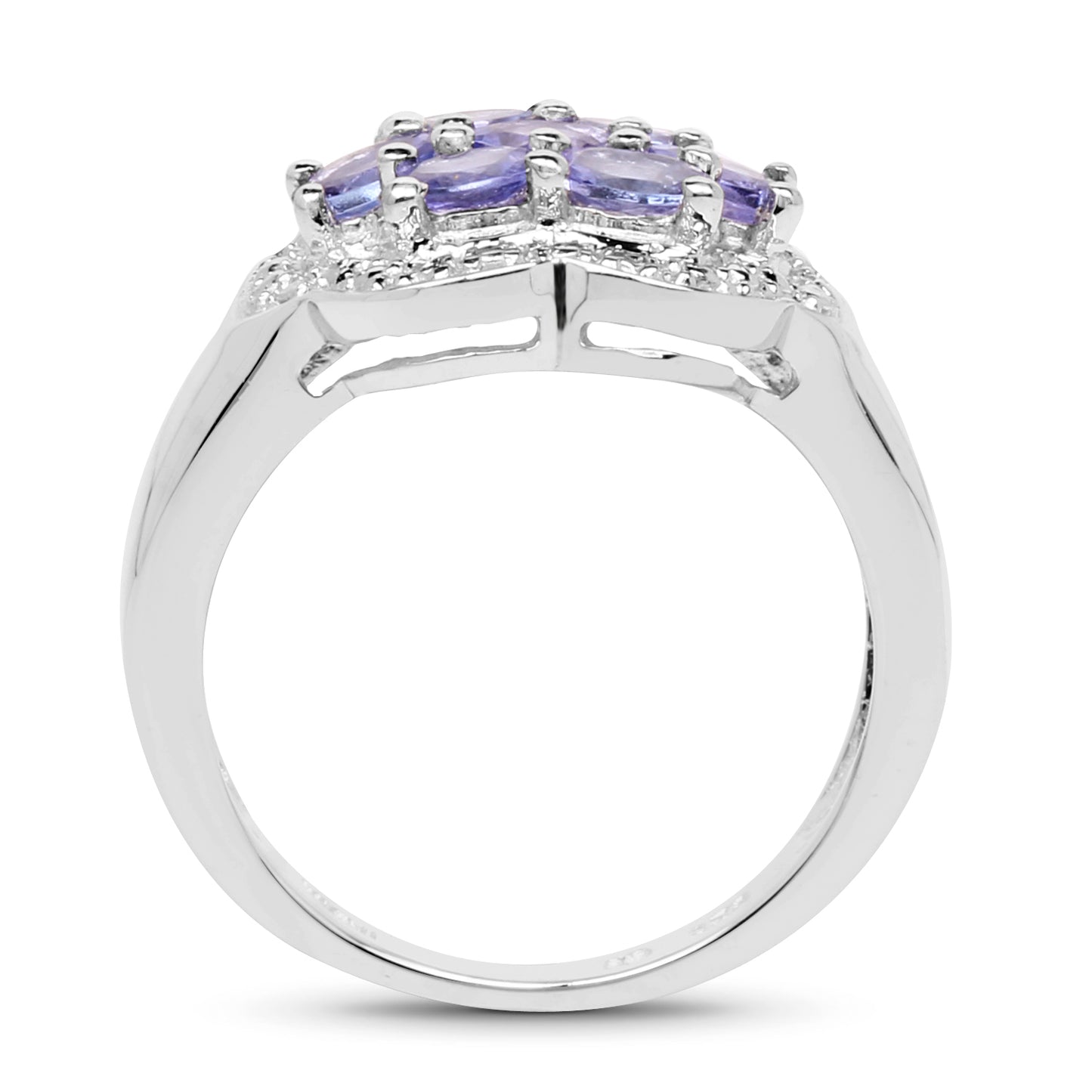Genuine Tanzanite Sterling Silver Cluster Ring