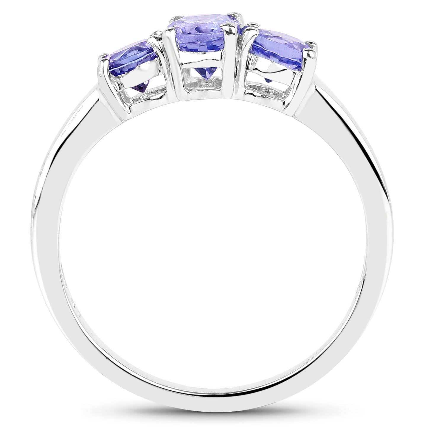 Genuine Tanzanite Sterling Silver 3-Stone Ring
