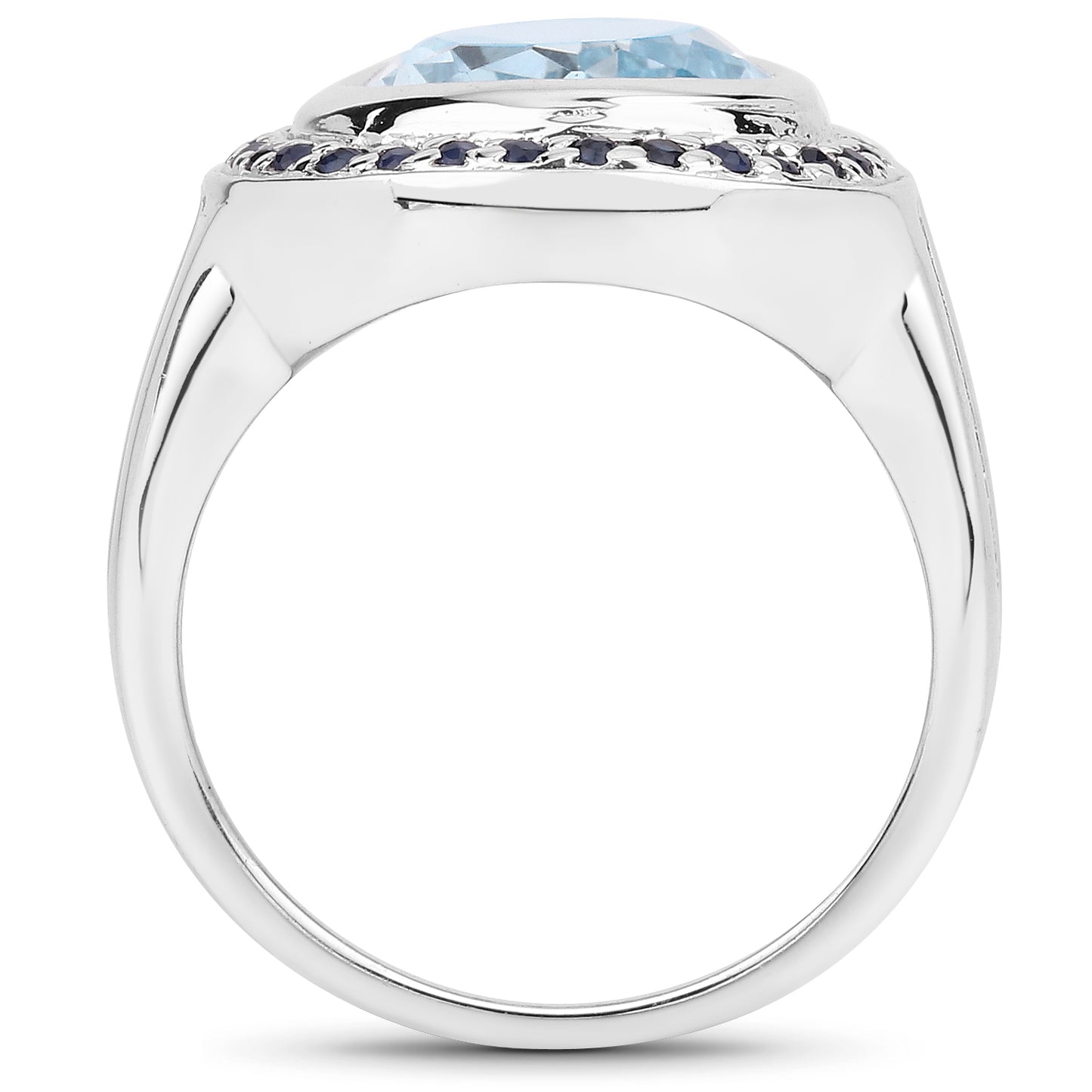 Genuine Blue Topaz and Blue Sapphire Sterling Silver Statement Ring