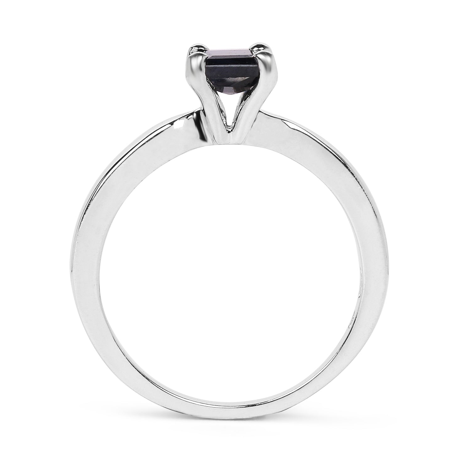 Genuine Black Sapphire Sterling Silver Solitaire Ring