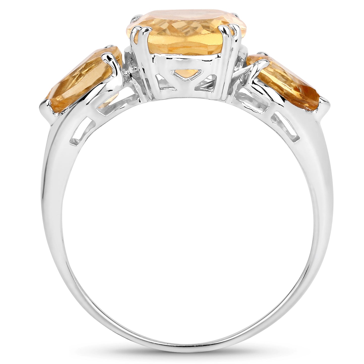 Genuine Citrine Sterling Silver 3-Stone Ring