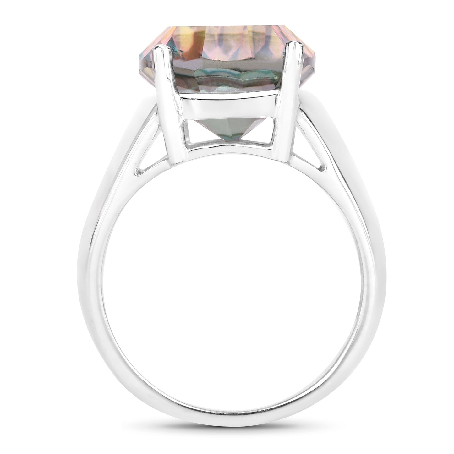 Genuine Green Rainbow Quartz Sterling Silver Ring