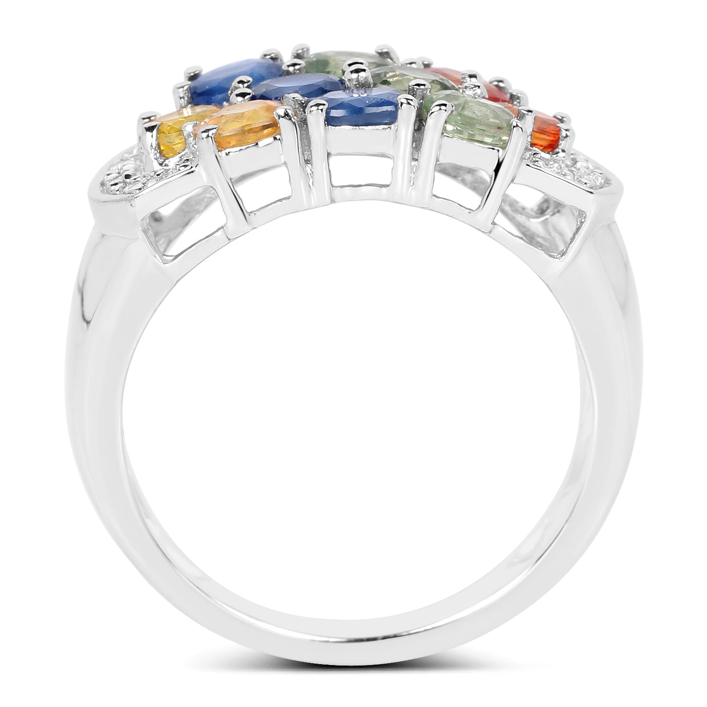 Genuine Multi-Sapphire and White Topaz Sterling Silver Ring