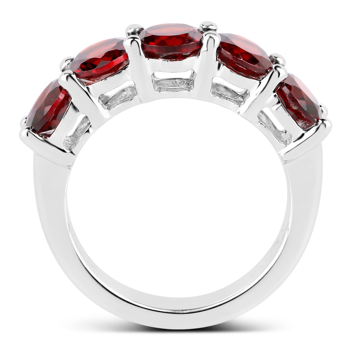 Genuine Garnet Sterling Silver 5-Stone Ring
