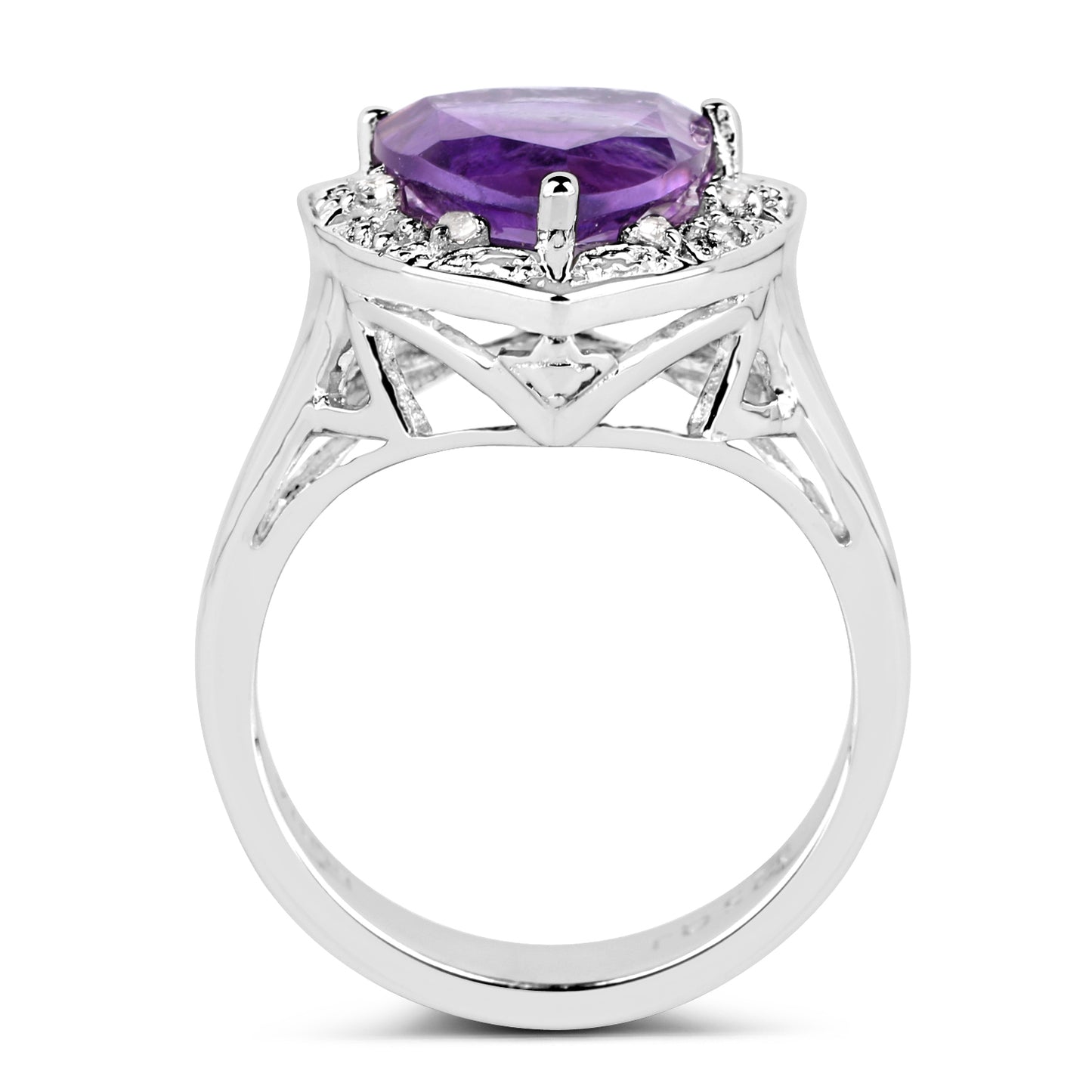 Genuine Amethyst and White Topaz Sterling Silver Ring