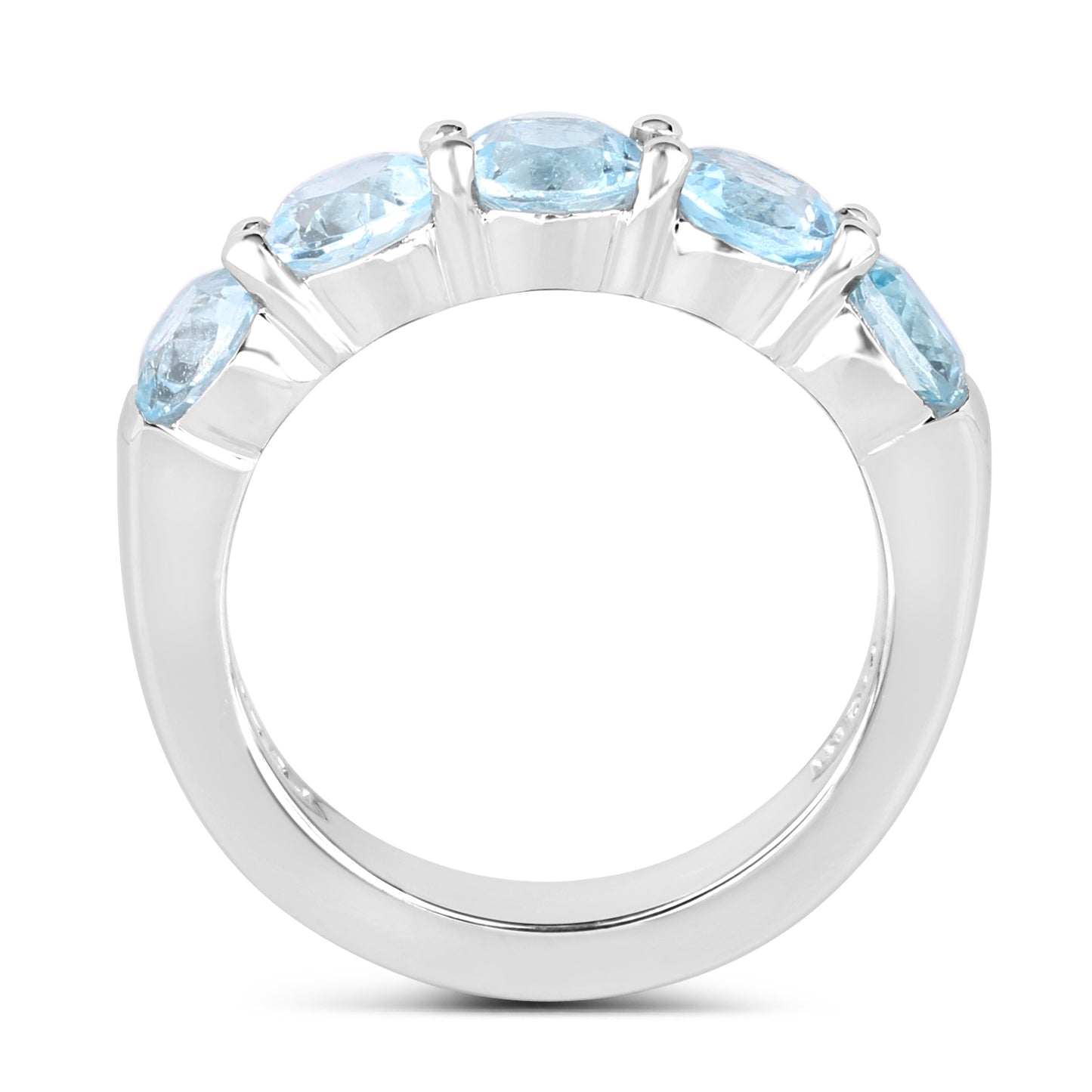 Genuine Blue Topaz Sterling Silver 5-Stone Ring