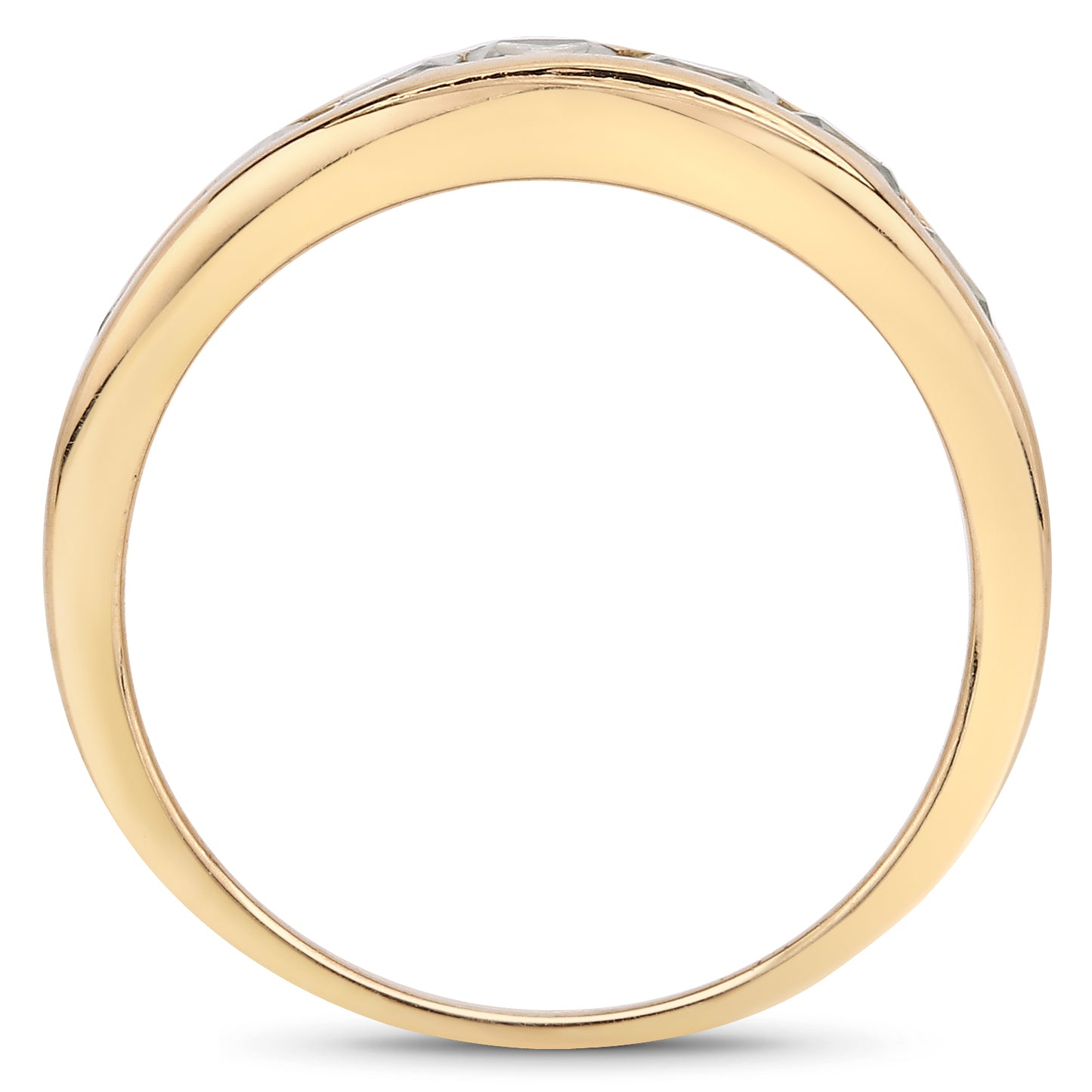 Genuine 14K Yellow Gold Plated Green Sapphire Sterling Silver Band Ring