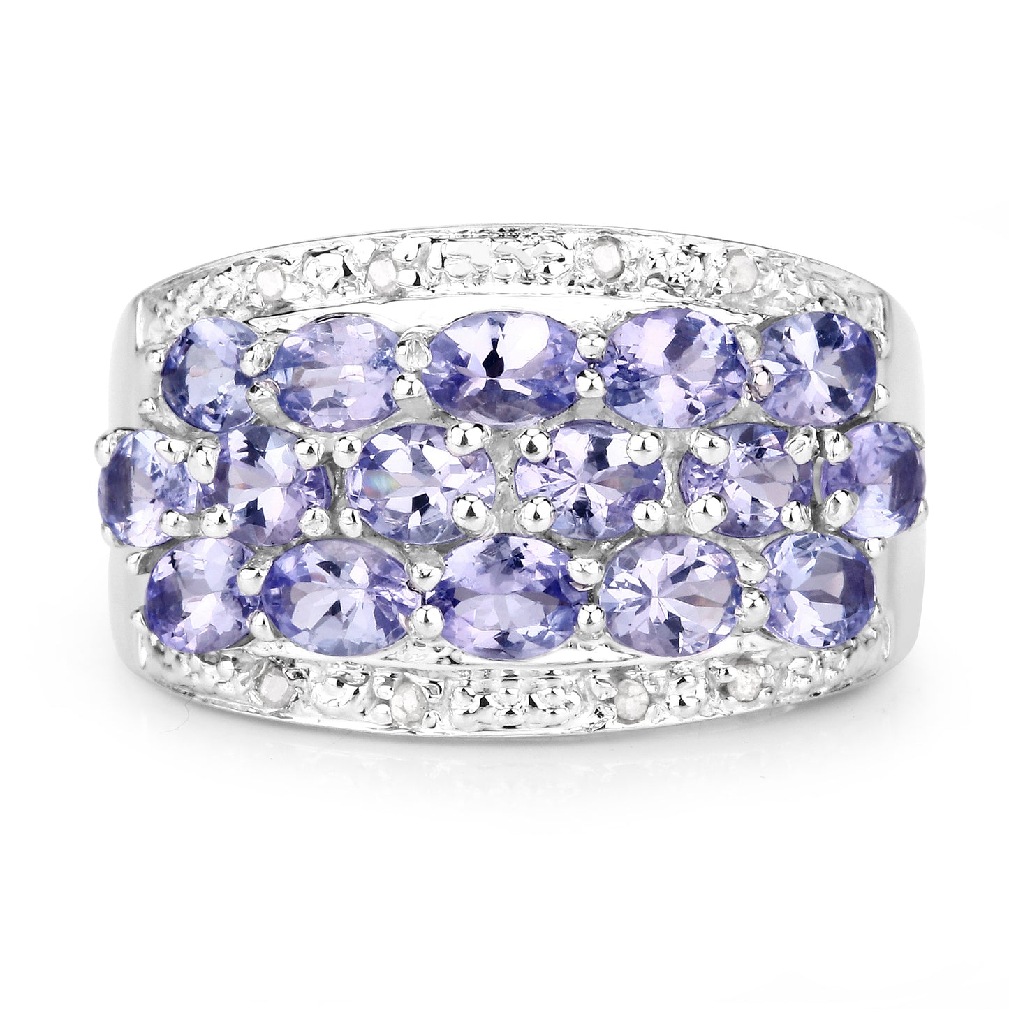 Genuine Tanzanite Sterling Silver Cluster Ring