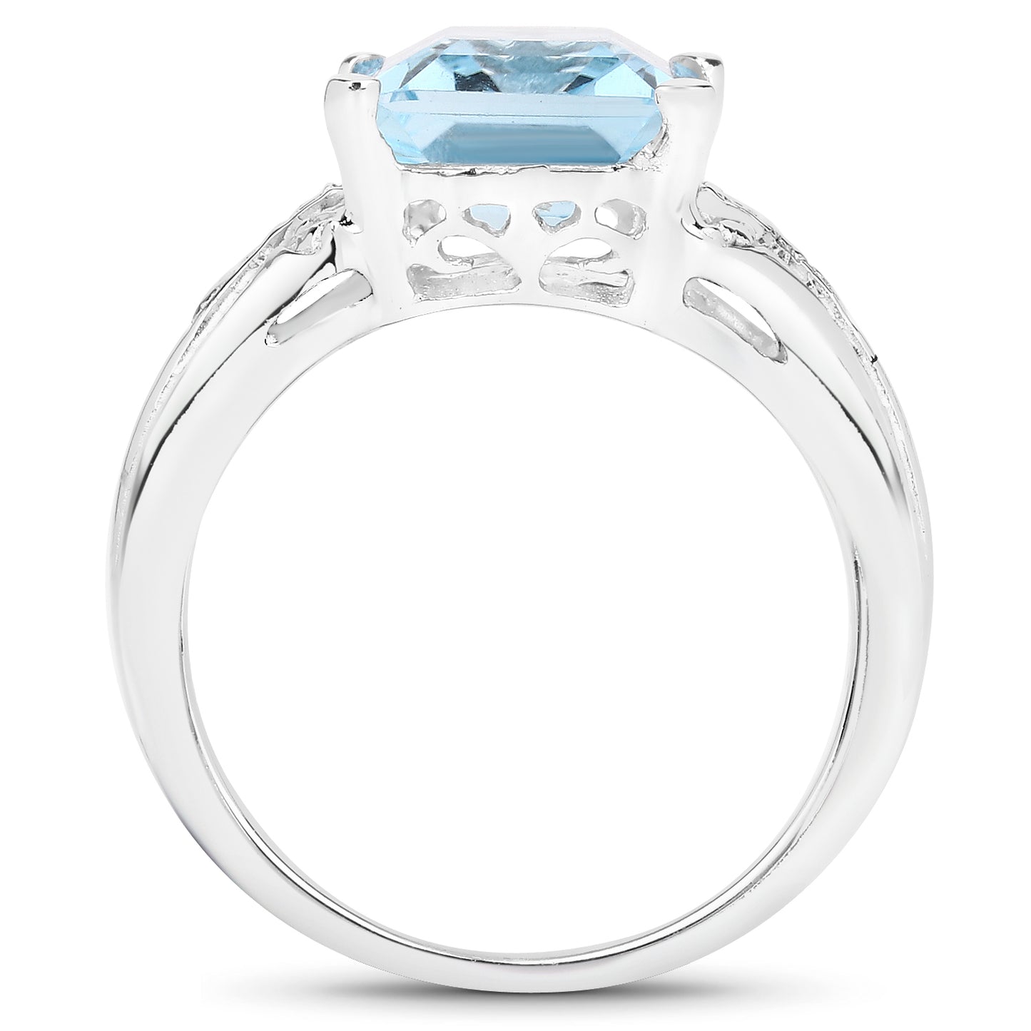 Genuine Blue Topaz and White Topaz Sterling Silver Bridge Ring