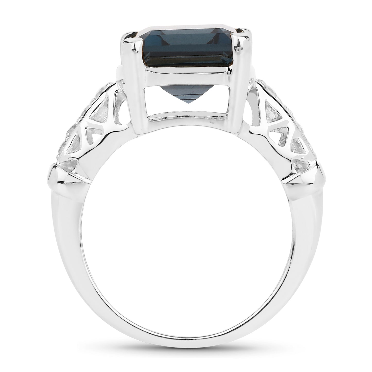 Genuine London Blue Topaz and White Topaz Sterling Silver Filigree Ring