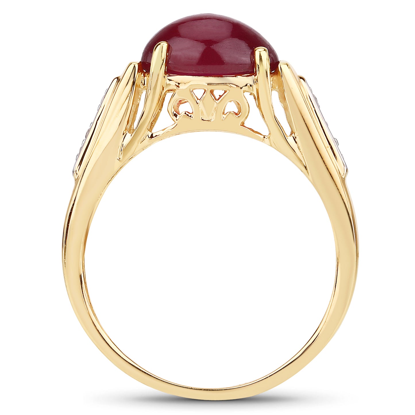 14K Rose Gold Plated Glass Filled Ruby and White Topaz Sterling Silver Ring
