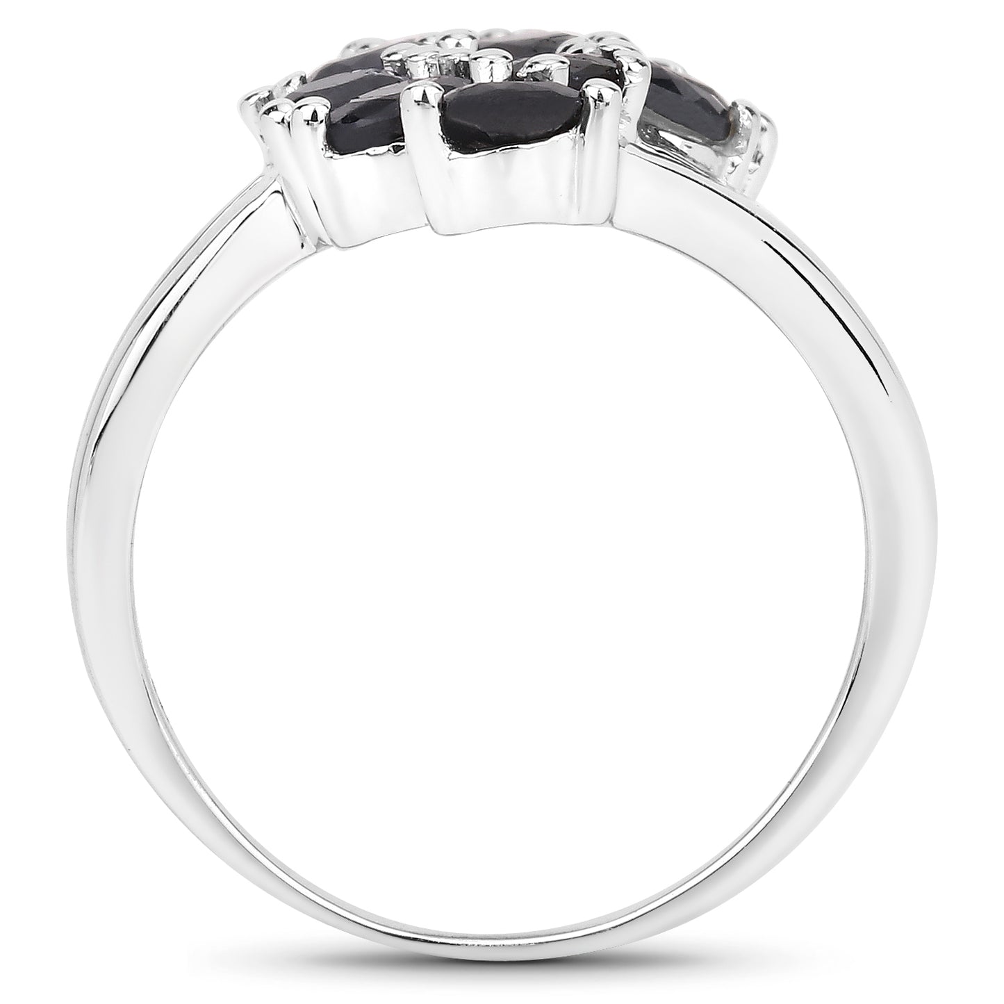Genuine Black Sapphire Sterling Silver Bypass Ring