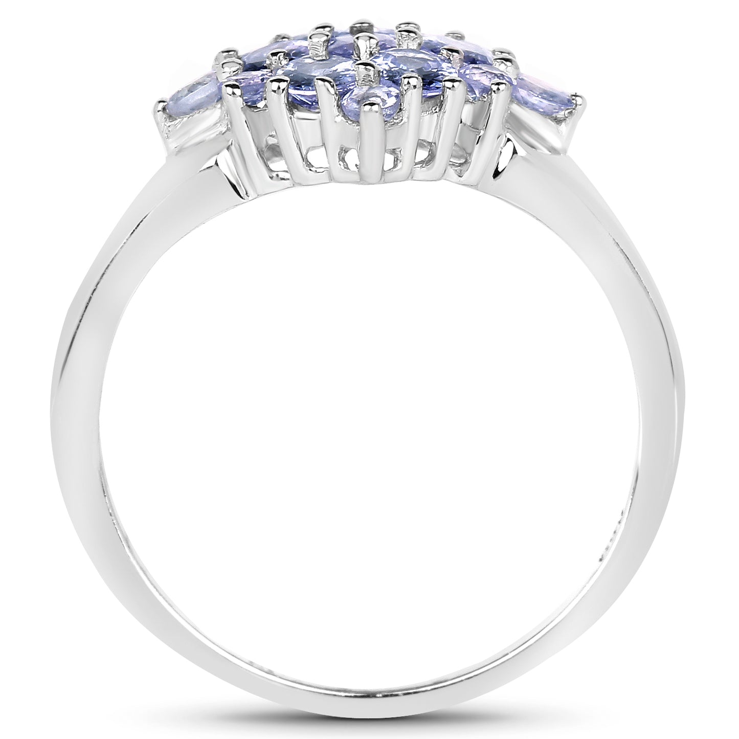 Genuine Tanzanite Sterling Silver Cluster Ring