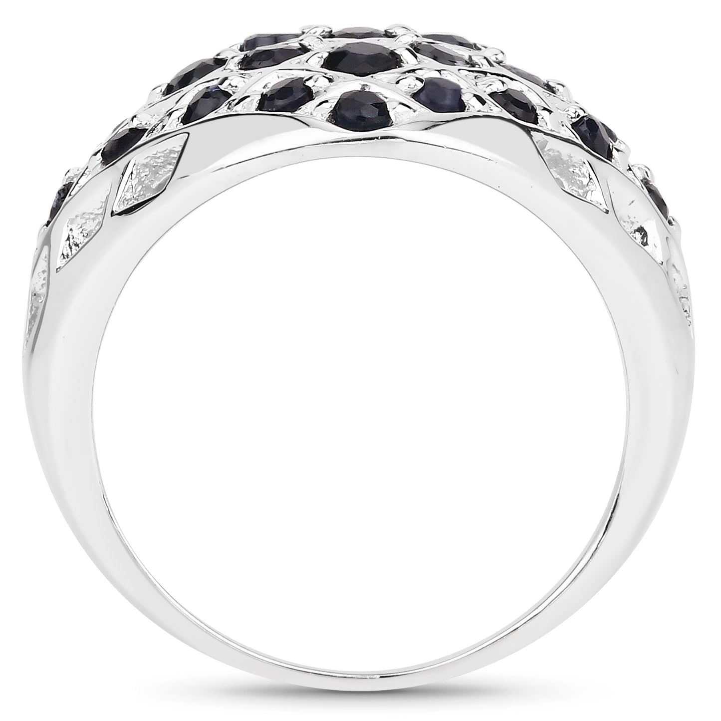 Genuine Black Sapphire Sterling Silver Graduated Ring