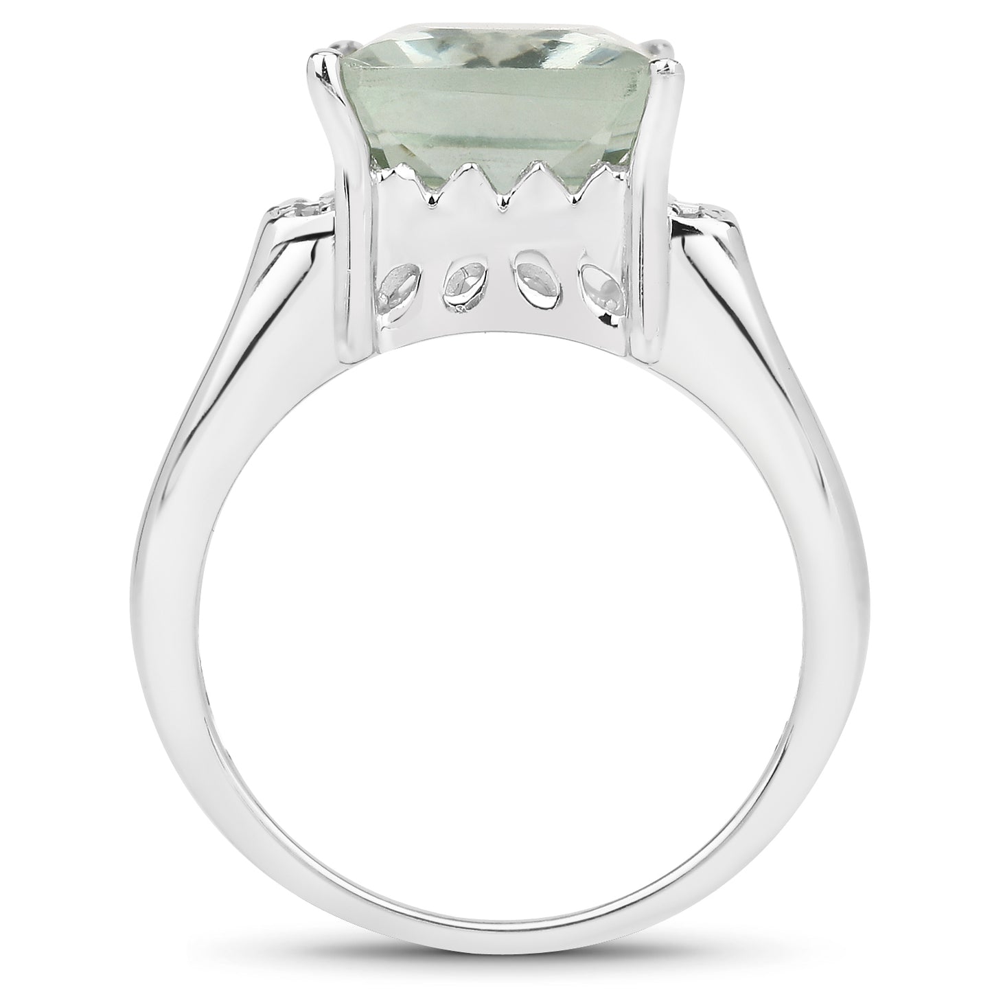 Genuine 14K Yellow Gold Plated Plated Green Amethyst and White Topaz Sterling Silver Ring