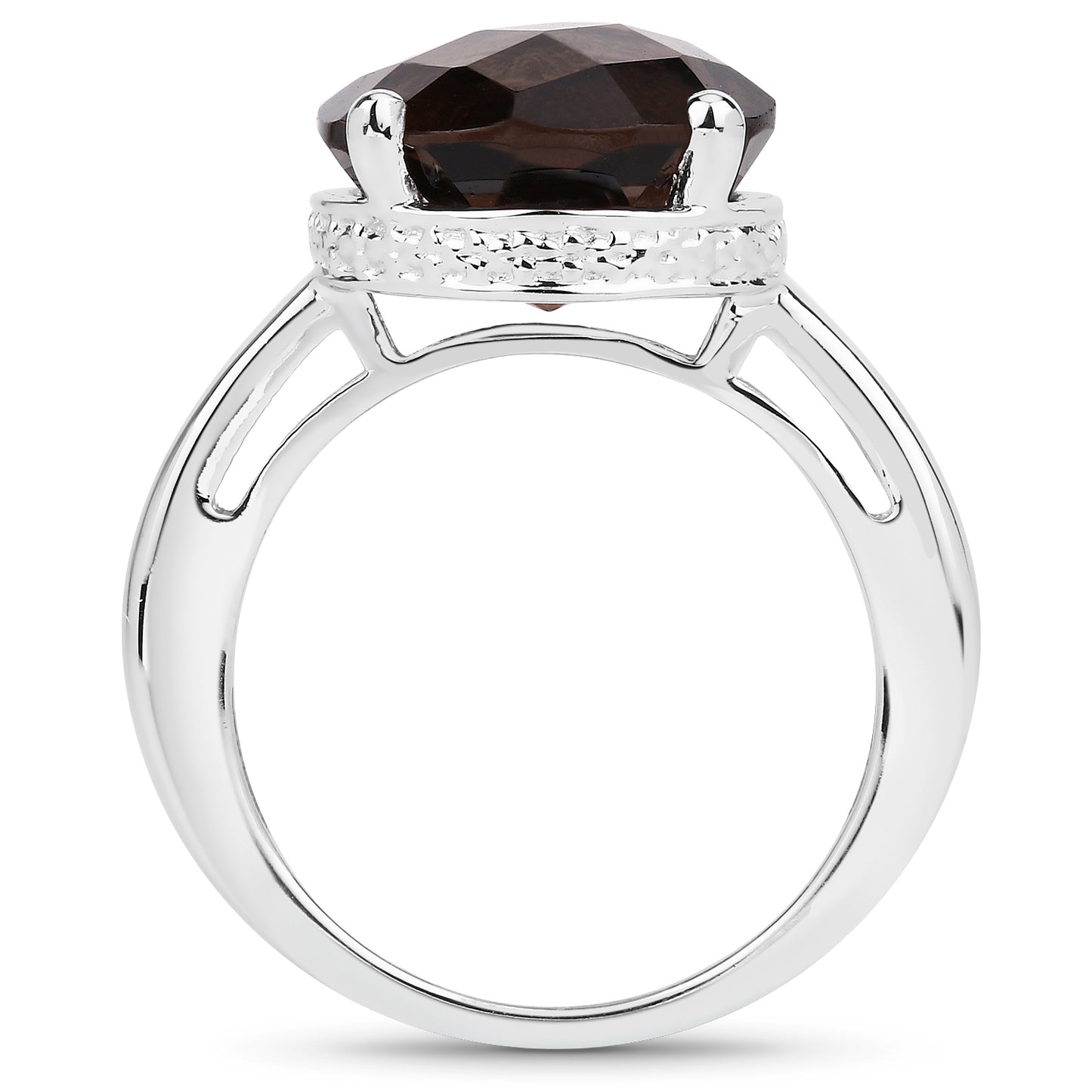 Genuine Smoky Quartz Sterling Silver Graduated Ring