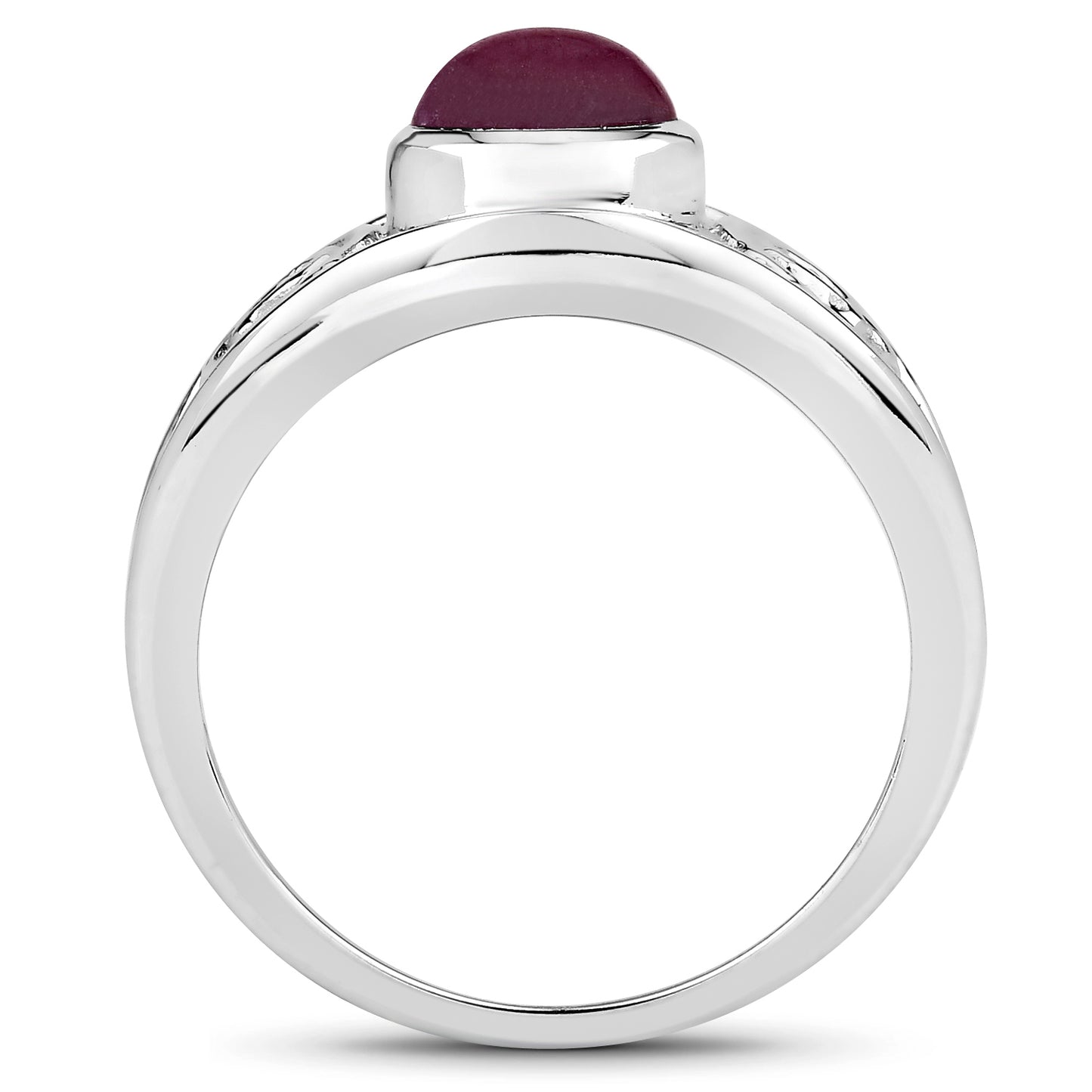 Genuine Ruby Solitaire Sterling Silver Graduated Ring