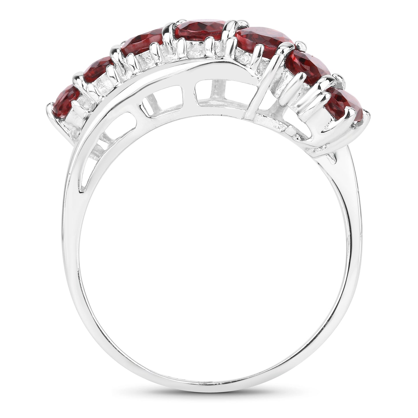 Genuine Garnet Sterling Silver Graduated Ring