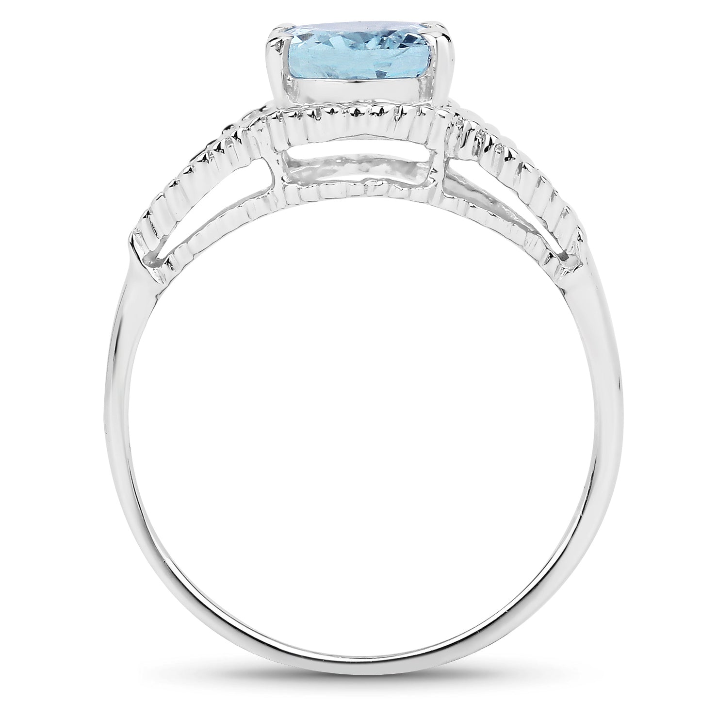 Genuine Blue Topaz Sterling Silver Filigree Ring