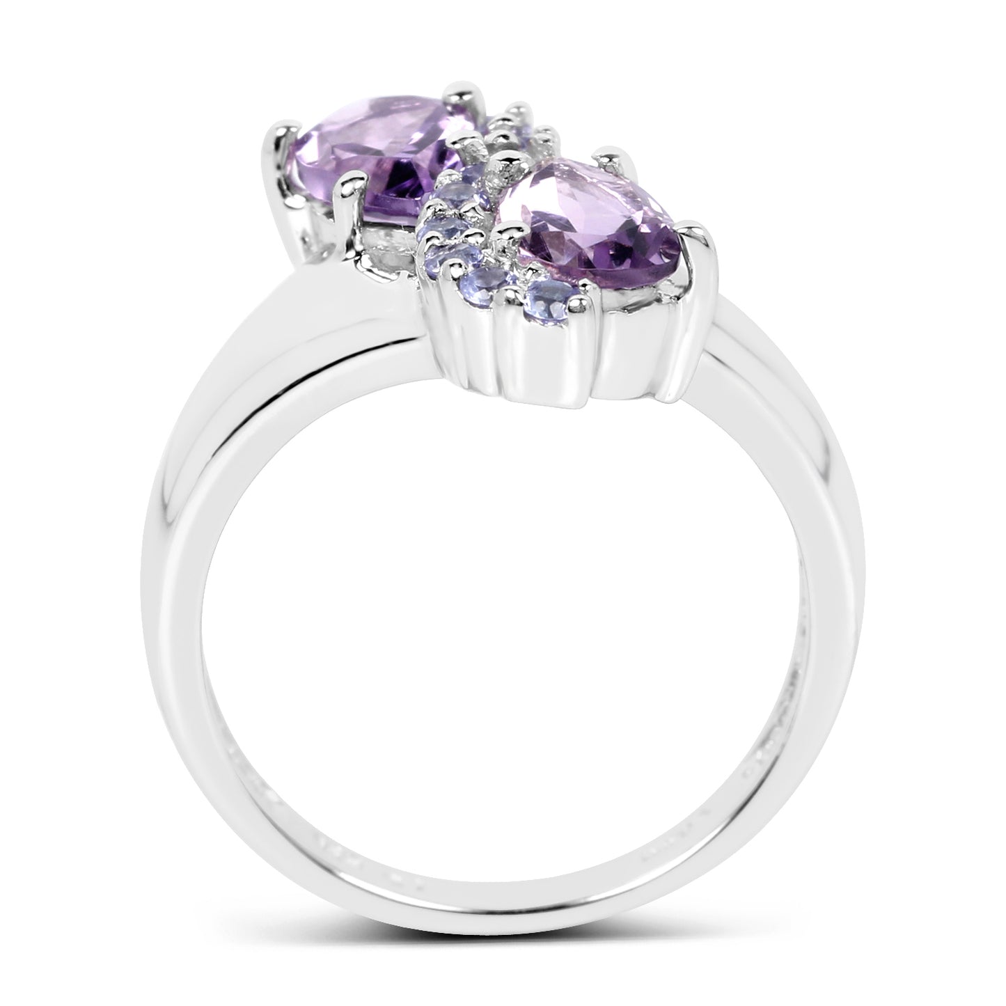 Genuine Amethyst and Tanzanite Sterling Silver Graduated Ring