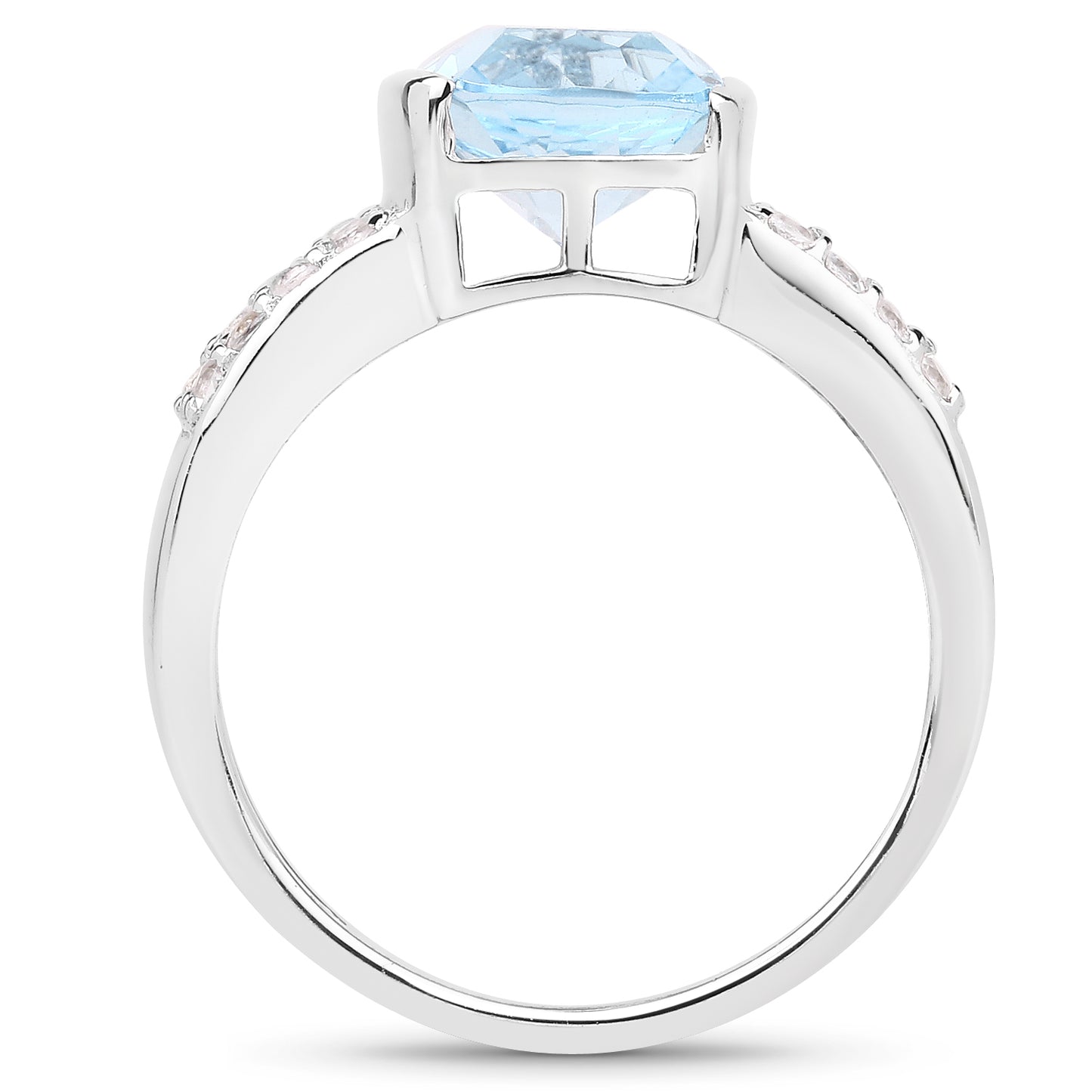 Genuine Blue Topaz and White Topaz Sterling Silver Ring
